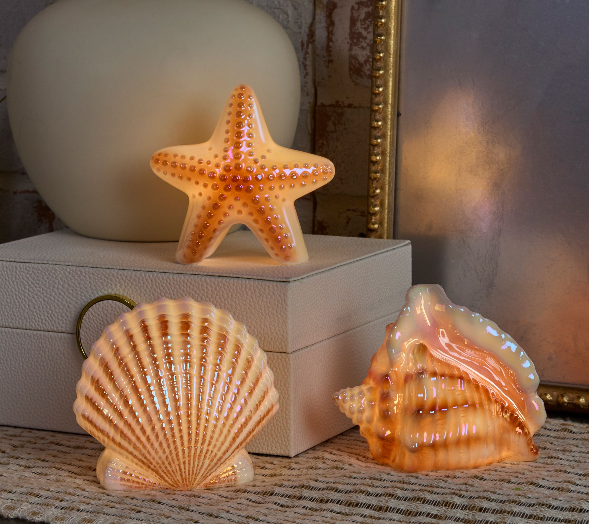 3Pc Illuminated Porcelain Seashore Collection by Valerie