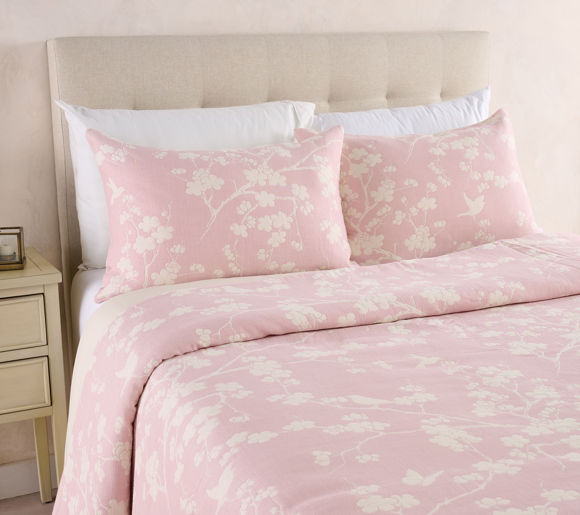 Northern Nights Cherry Blossom Jacquard Comforter & Sham Set- Queen