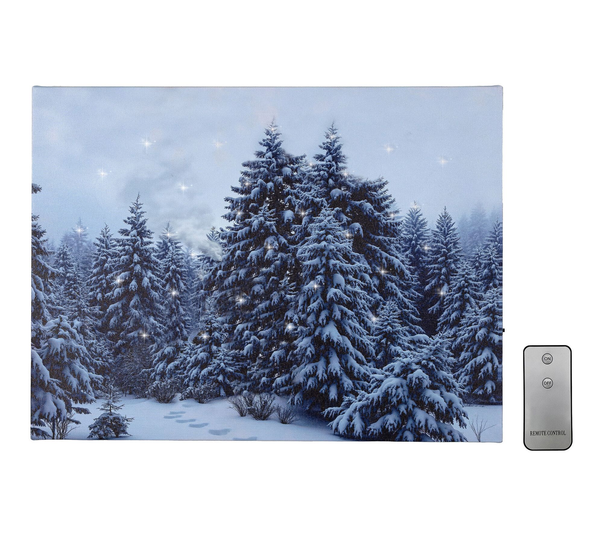 LumaBase Battery Operated Lighted Wall Art Snowy Pines