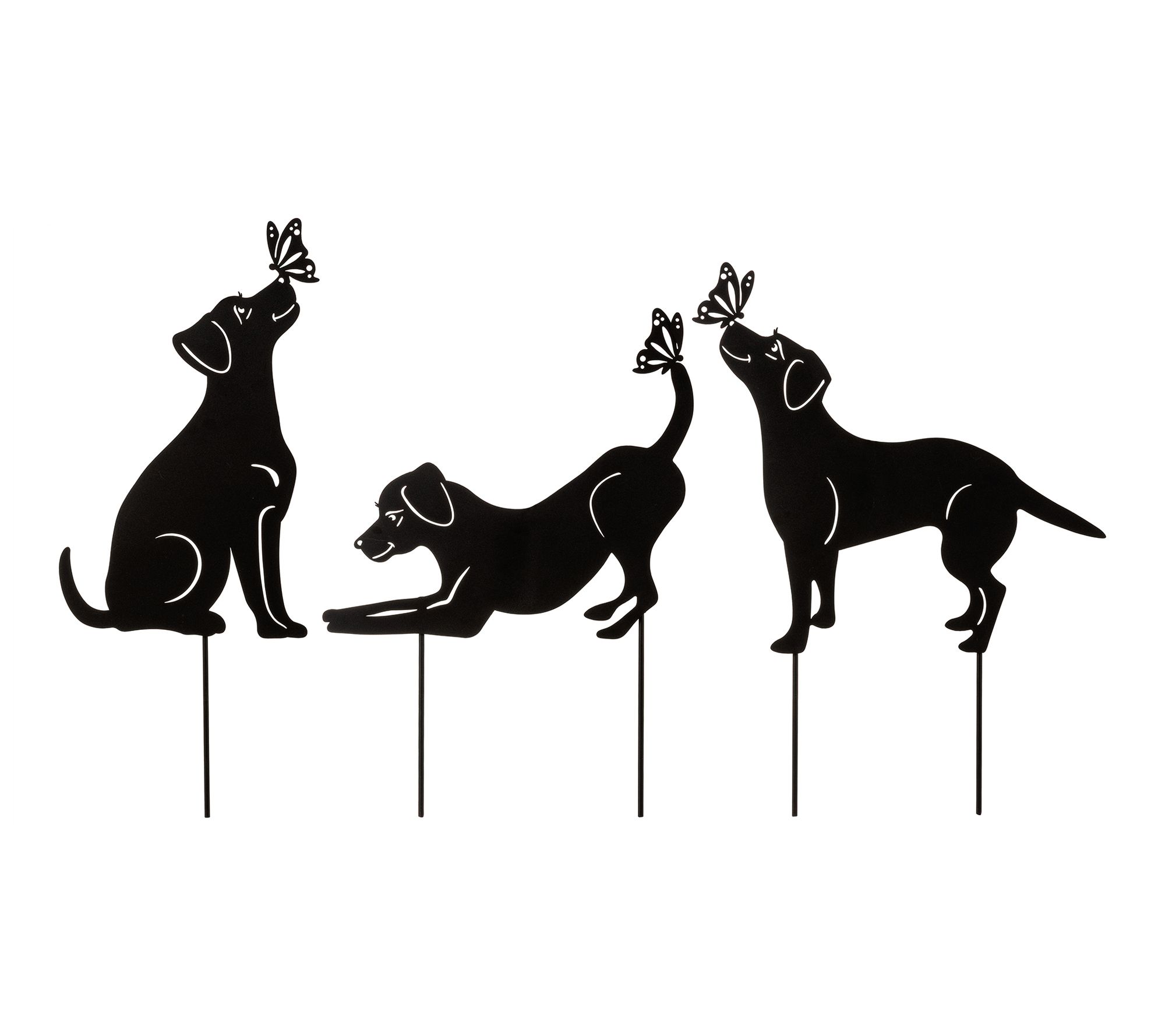 Glitzhome 20"H 2-in-1 S/3 Black Metal Dog Silhouette Pick