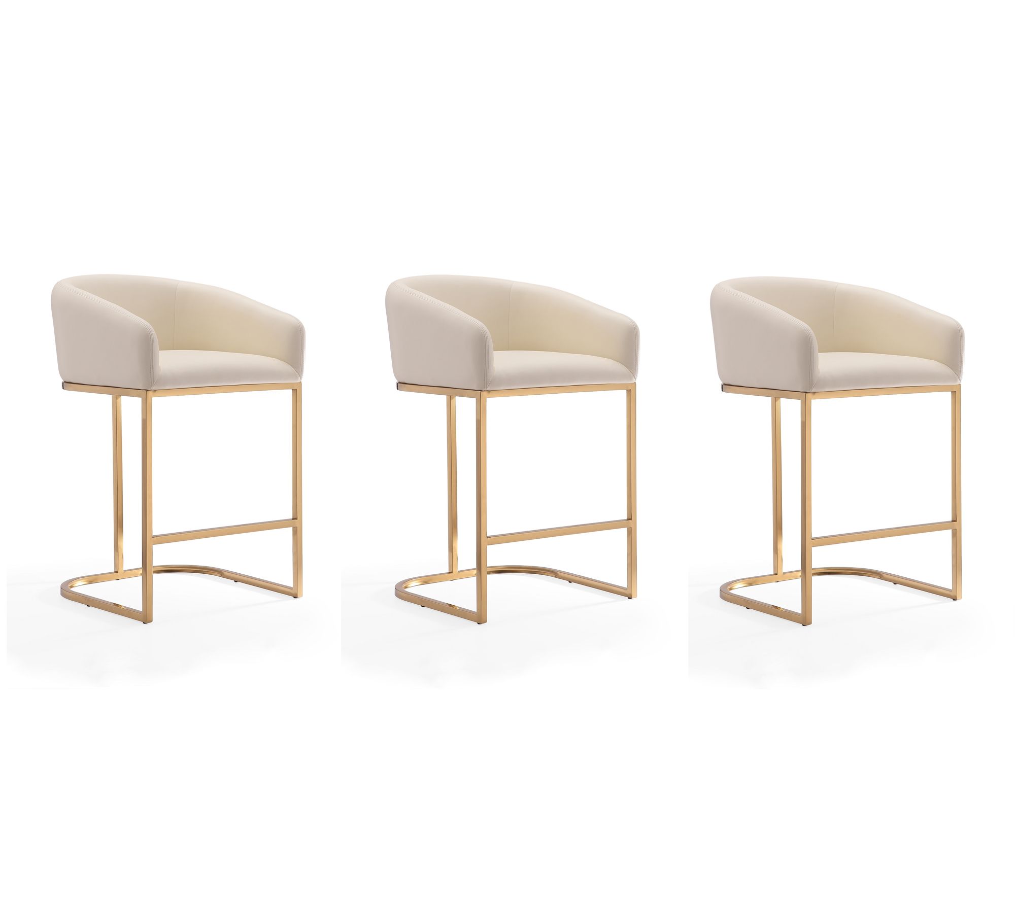 Manhattan Comfort Louvre Upholstered Counter Stool - Set of 3