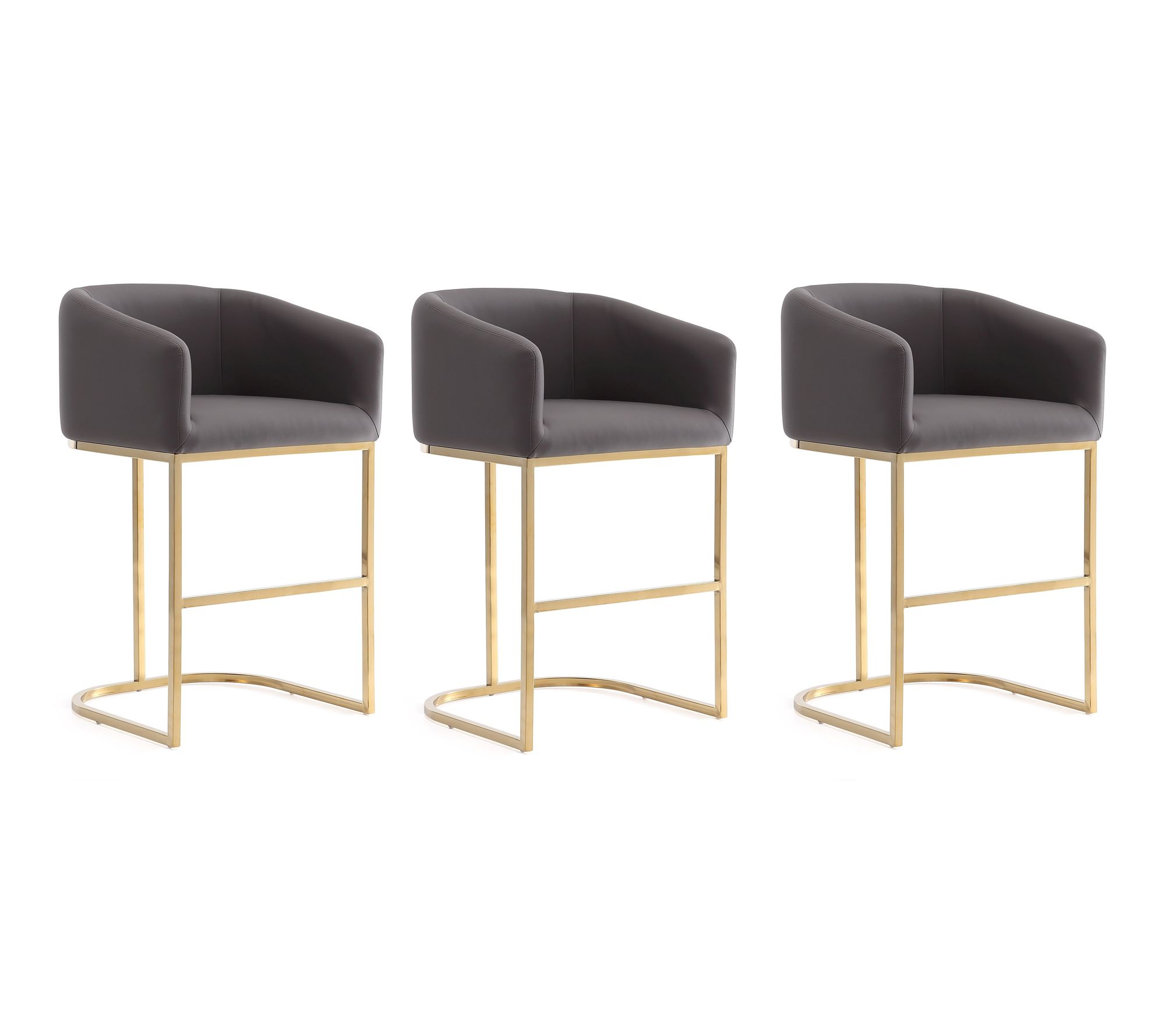 Manhattan Comfort Louvre Upholstered Counter St ool - Set of 3