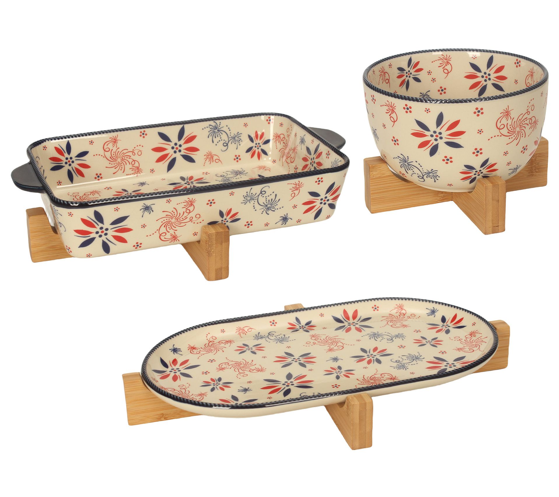 "As Is" Temp-tations Seasonal 3-Pc Bakeware Set w/ Trivets