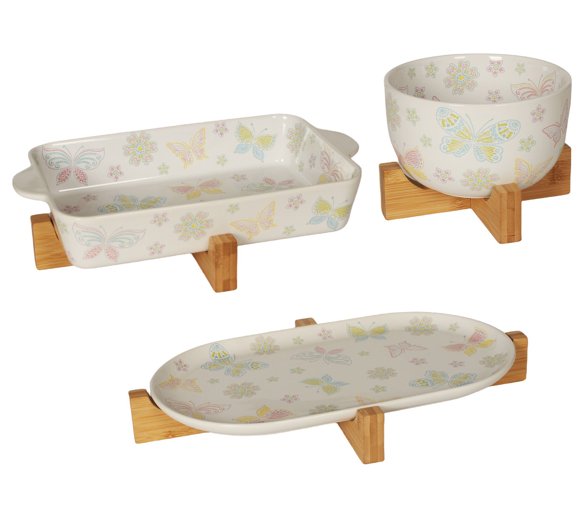 "As Is" Temp-tations Seasonal 3-Pc Bakeware Set w/ Trivets