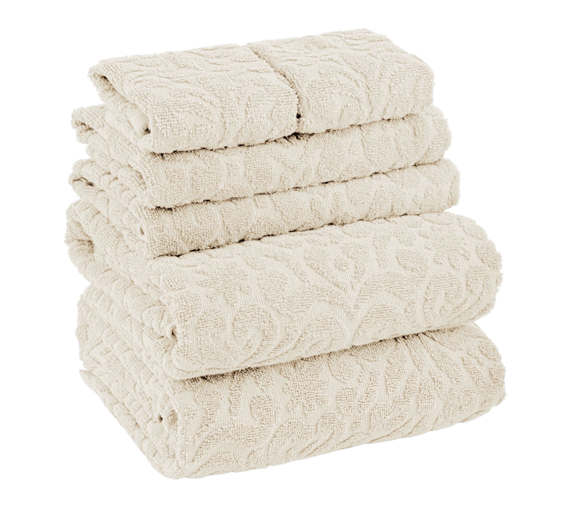 Lavish Home 6PC Jacquard Towel Set Cotton Bathroom Set