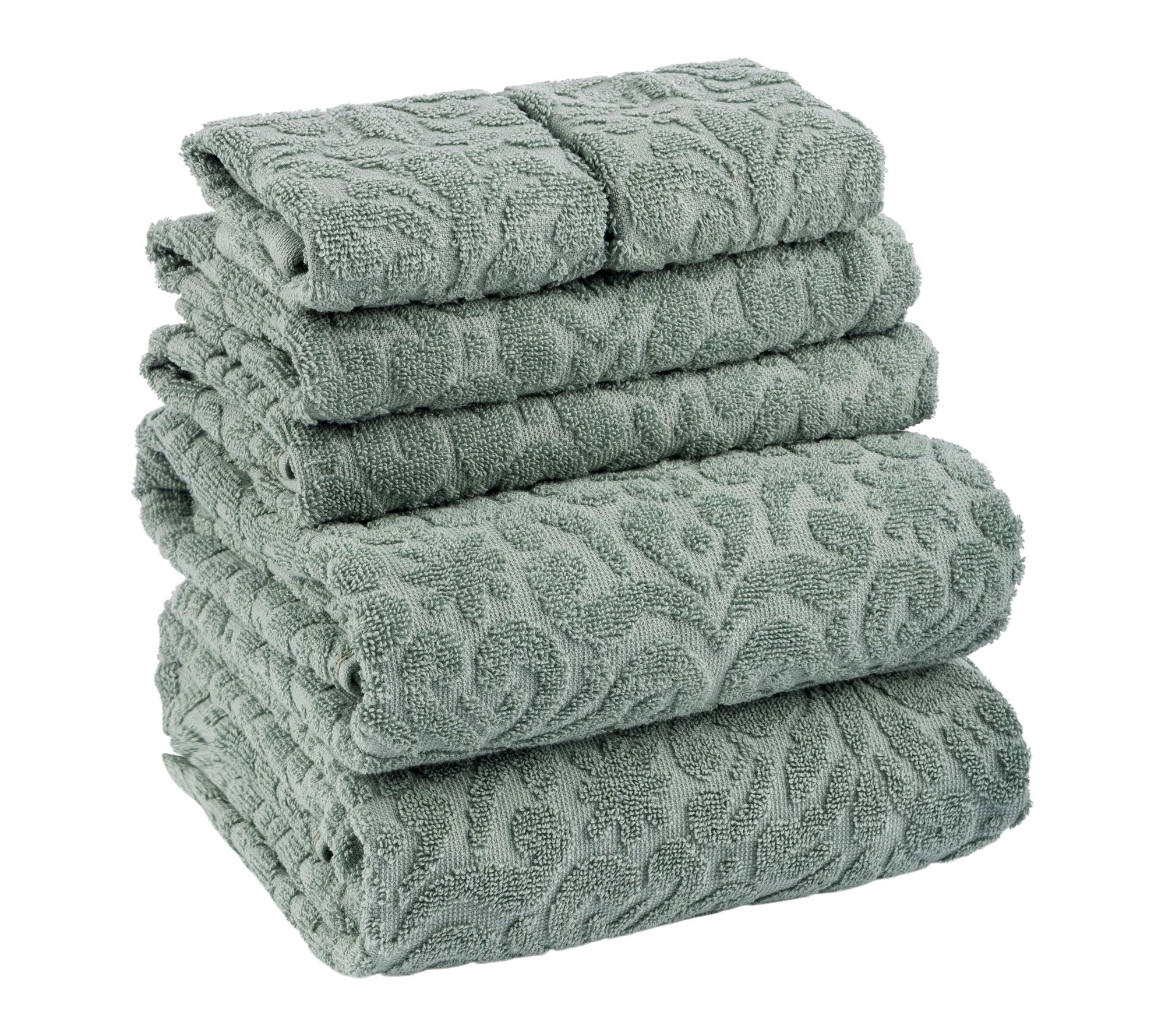 Lavish Home 6PC Jacquard Towel Set Cotton Bathroom Set