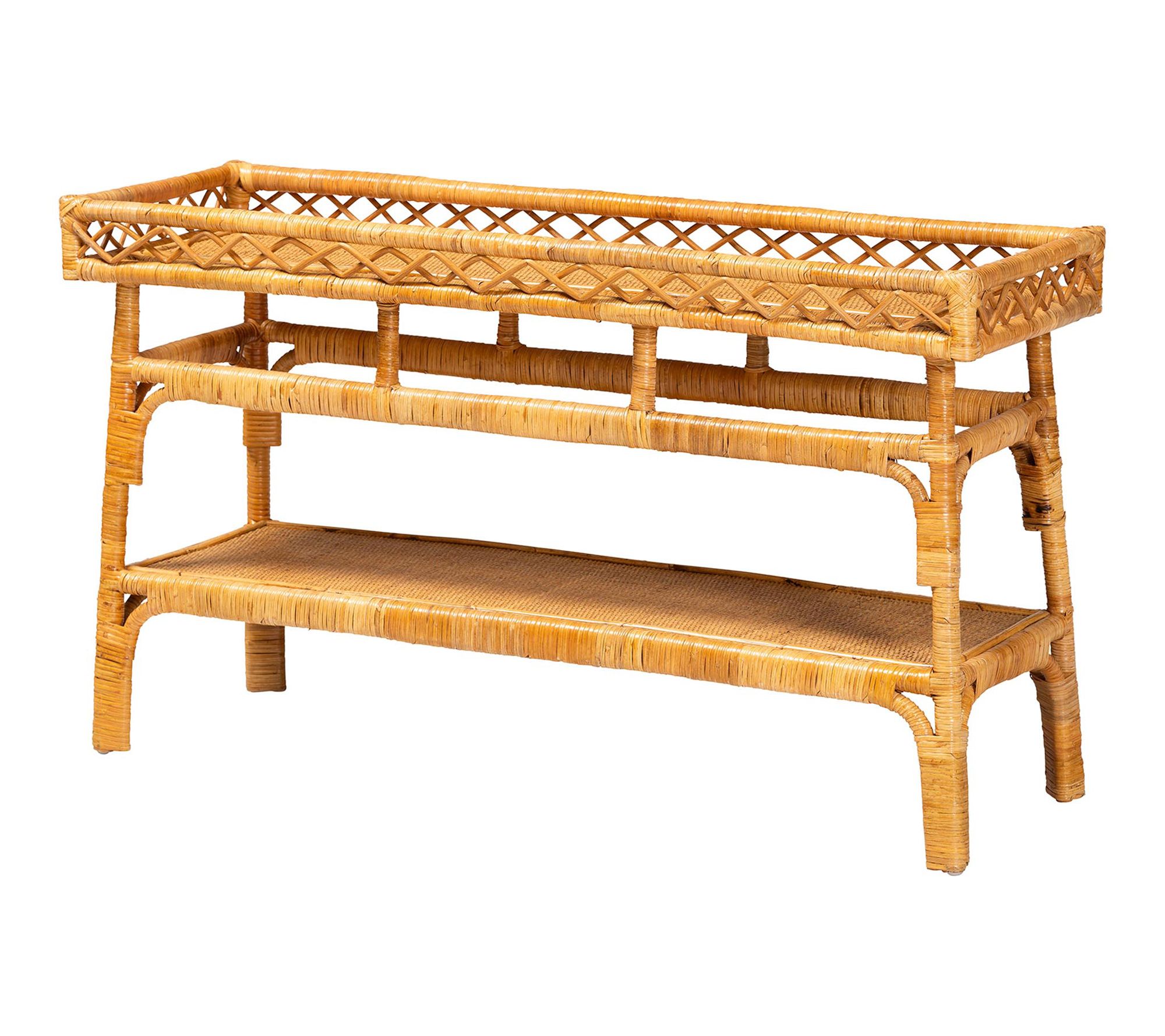 bali & pari Savitri Natural Rattan 2-Tier Console Table