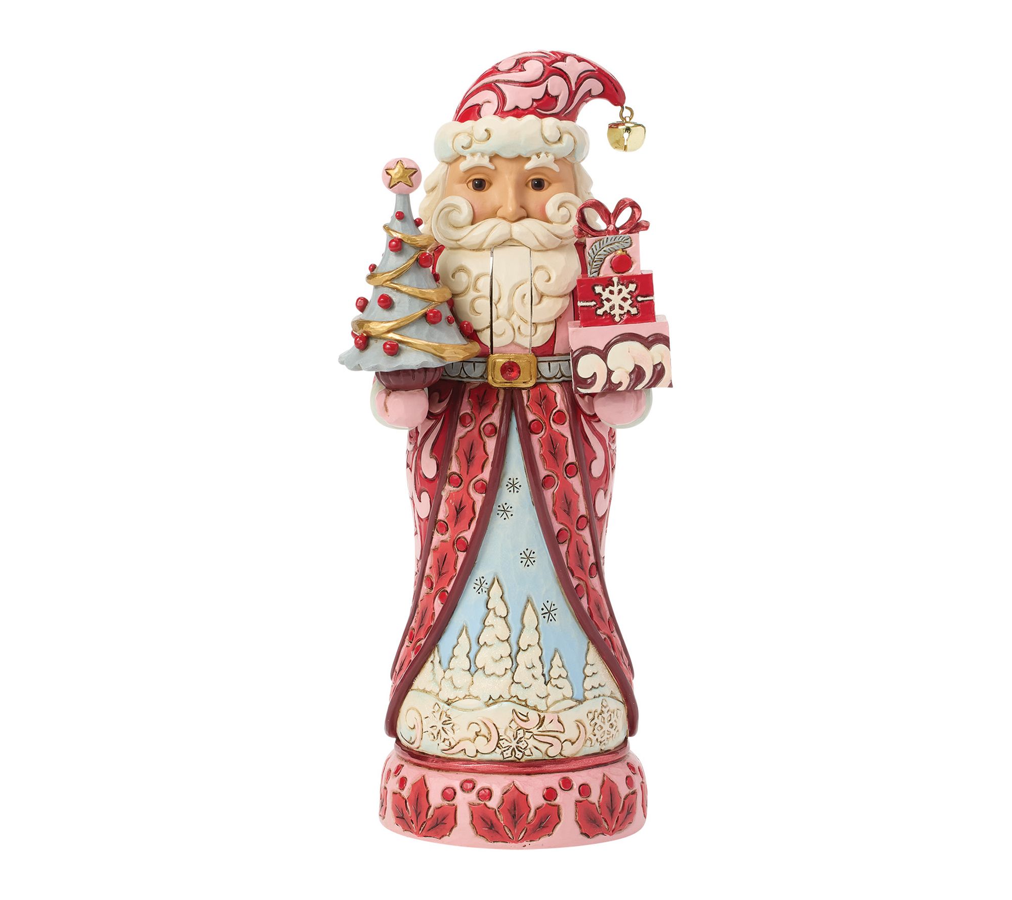 Jim Shore Heartwood Creek Nutcracker Santa Tree Red & Pink Fig