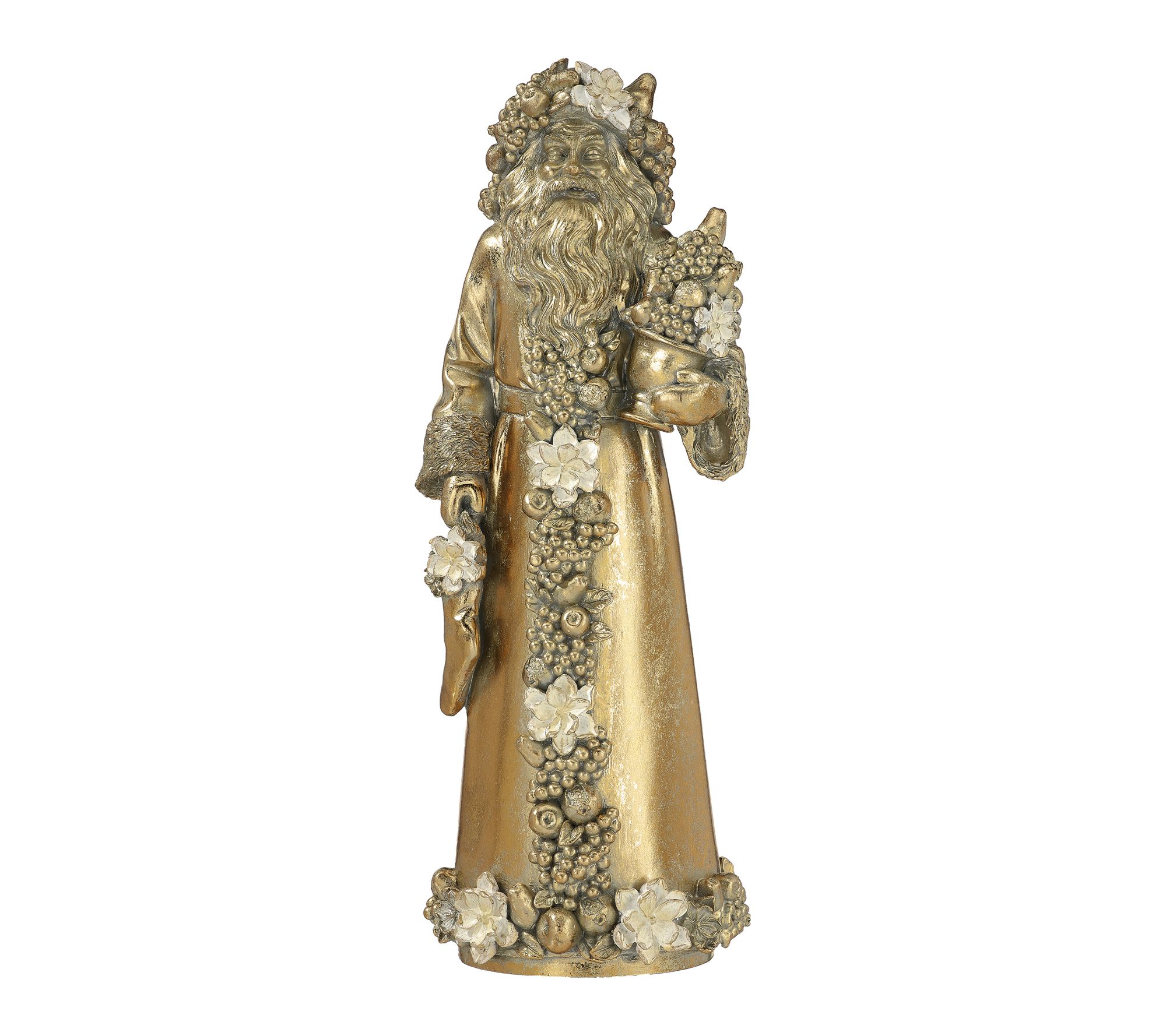 12" Resin Santa with Magnolia Garland by Valerie