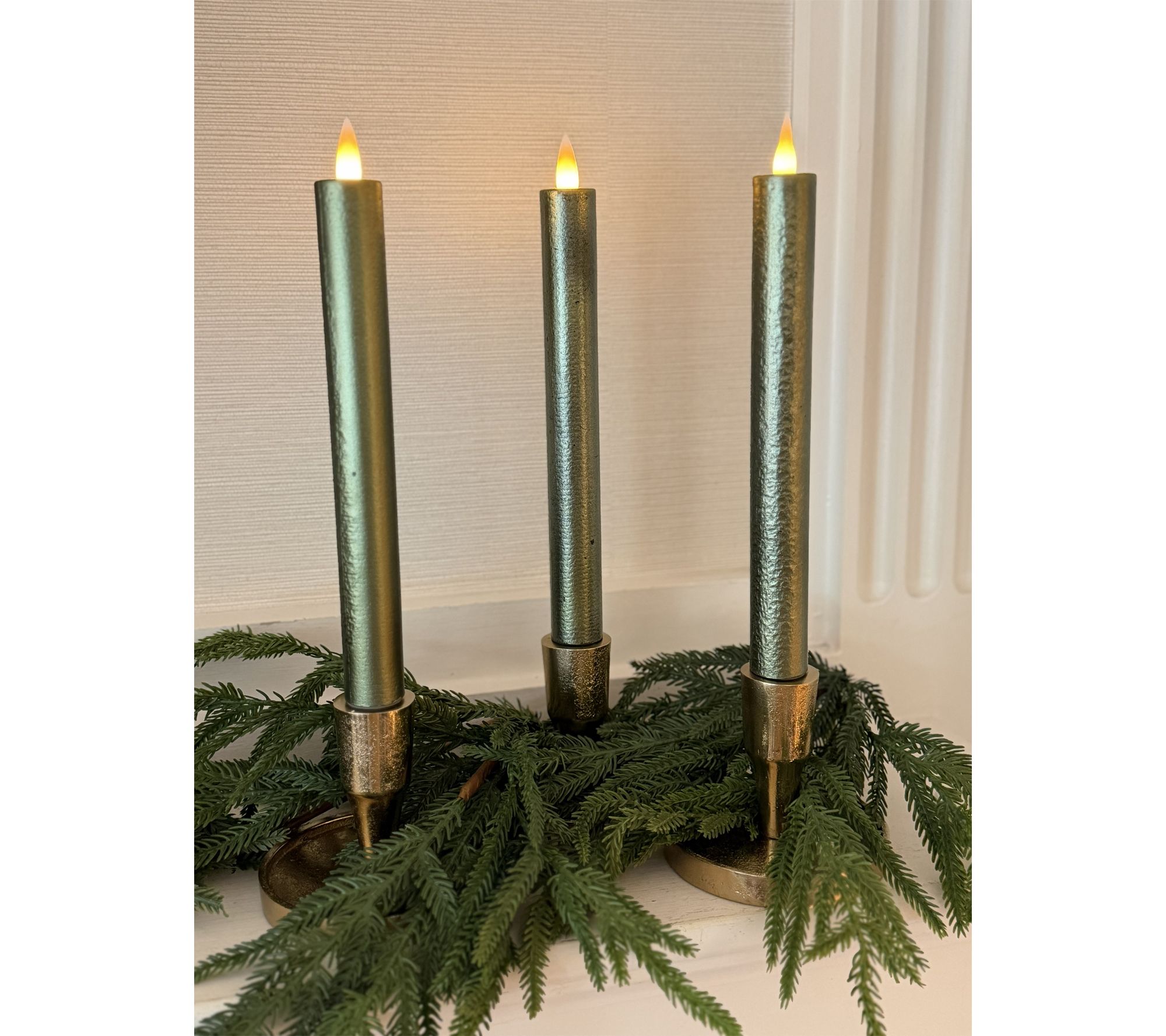 "As Is" Simply Stunning S/3 Flameless Taper Candles by Janine Graff