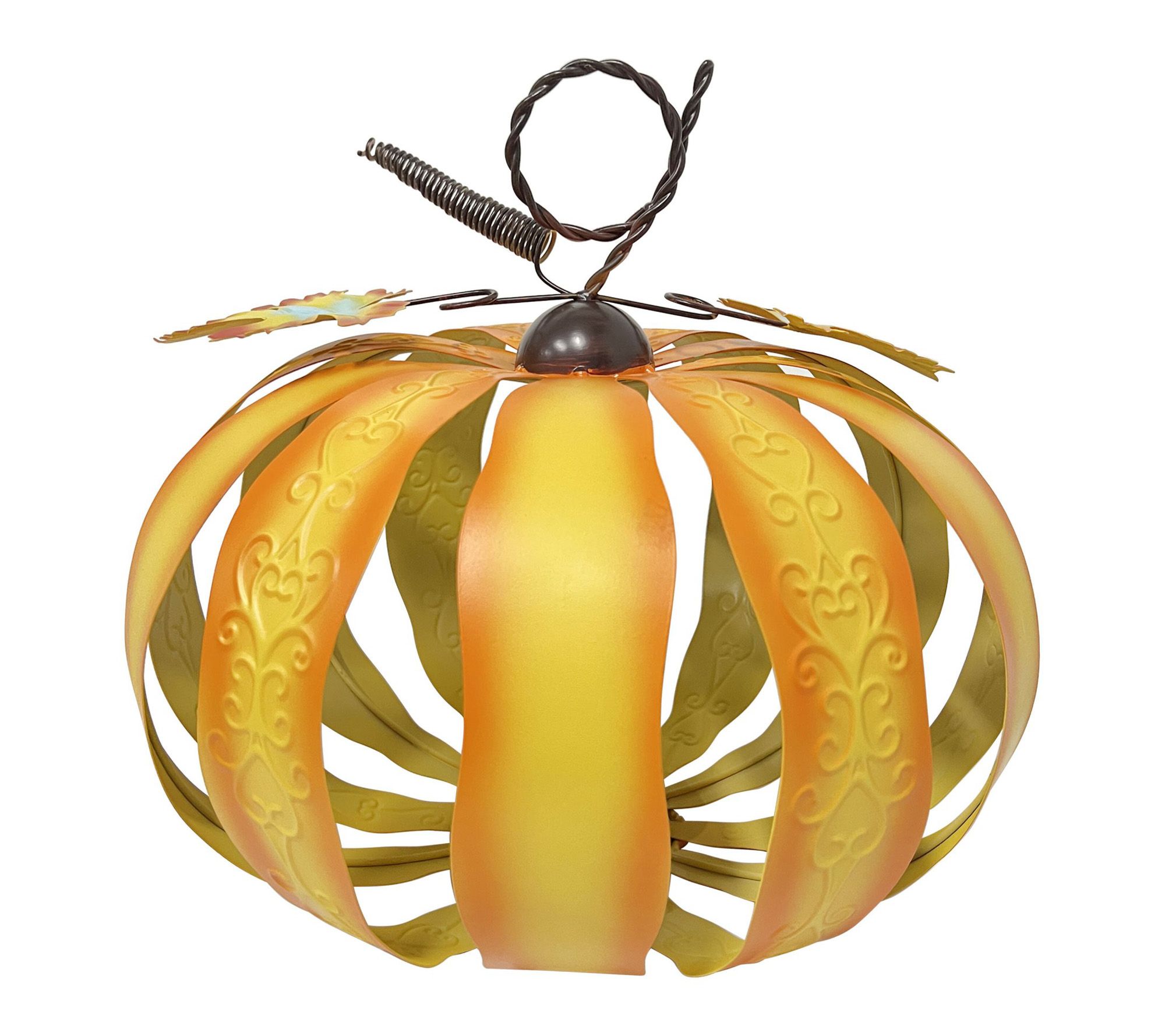 Haunted Hill Farm 14-in. Metal LED Pumpkin Lantern Decoration