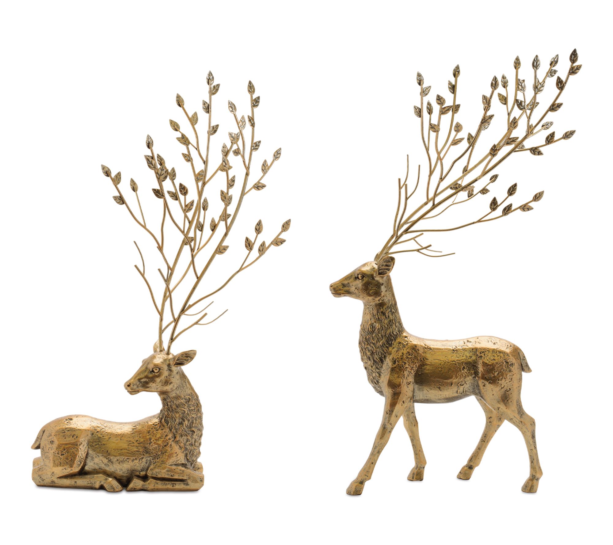 Melrose Distressed Deer with Metal Tree Antlers (Set of 2)