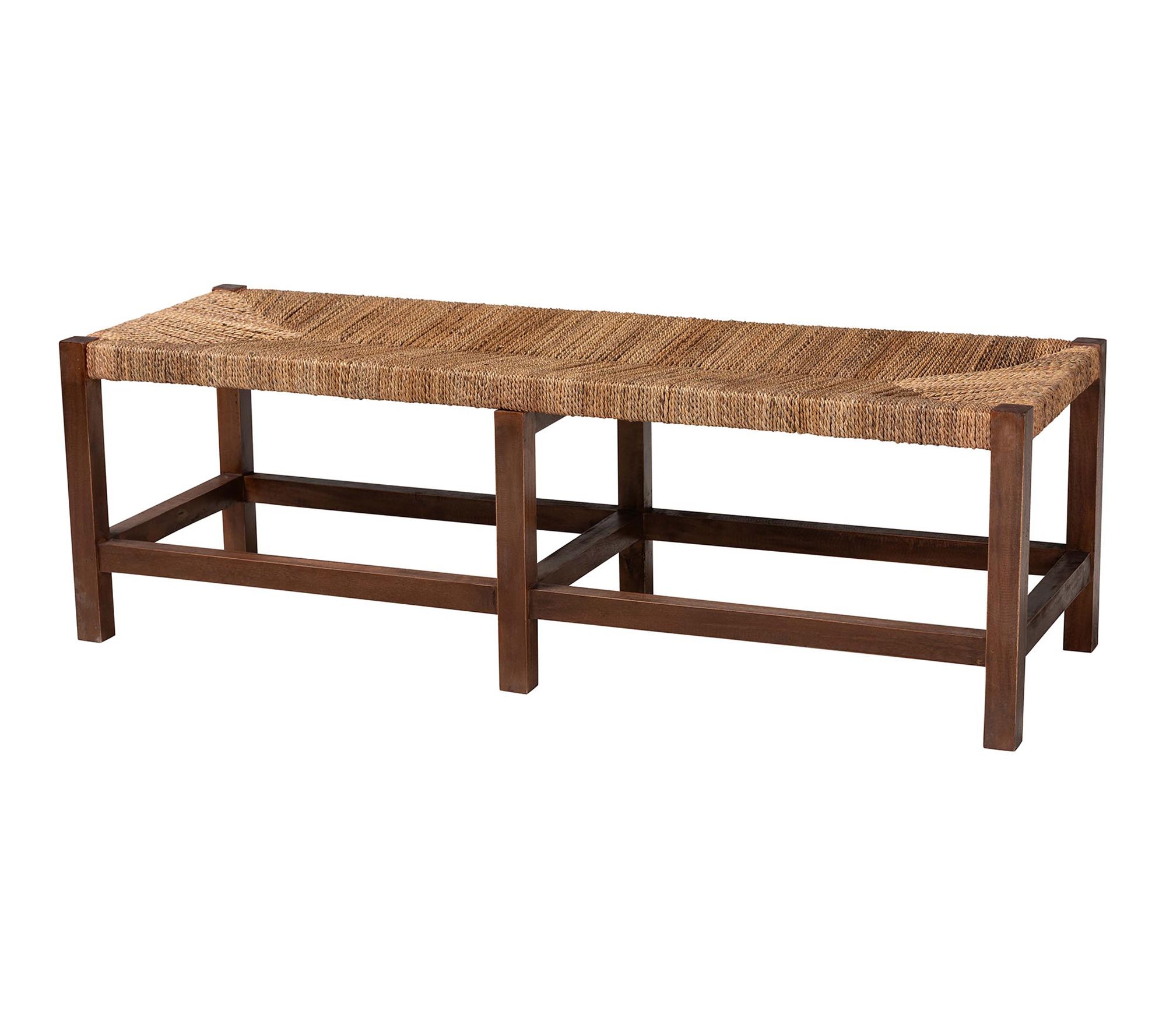 bali & pari Liza Natural Seagrass and Wood Accent Bench