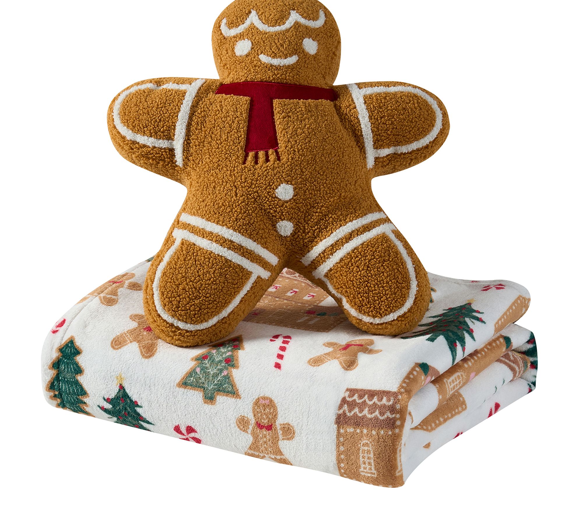 Hallmark Gingerbread 2 -Pc Plush Throw & Decorative Pillow Set
