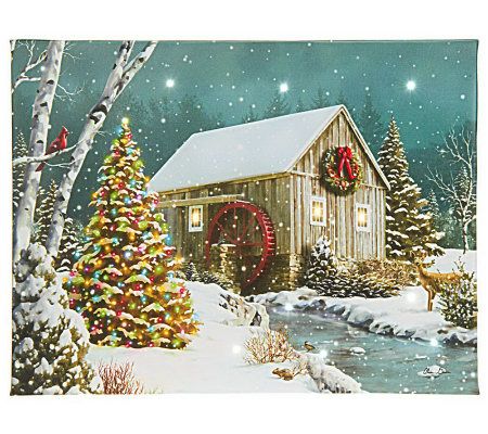 Illuminart Holiday Canvas Art w/ Fiber Optic Lights & Timer - QVC.com