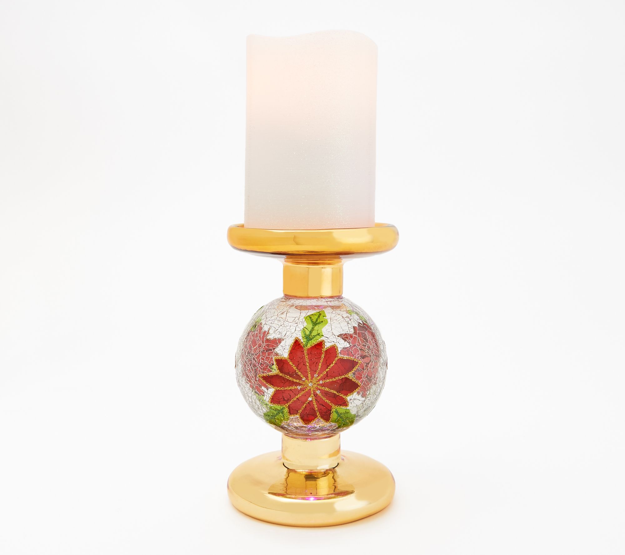 Lightscapes Flameless Candle with Crackle Sphere Candle Holder