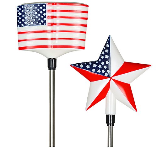 Exhart Solar USA Flag and Star Stakes