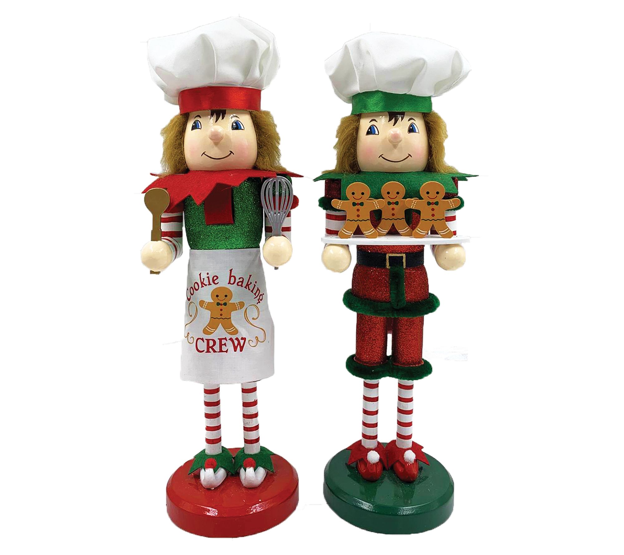 Santa's Workshop 14"H Cookie Crew Elves Nutcrackers, Set of 2