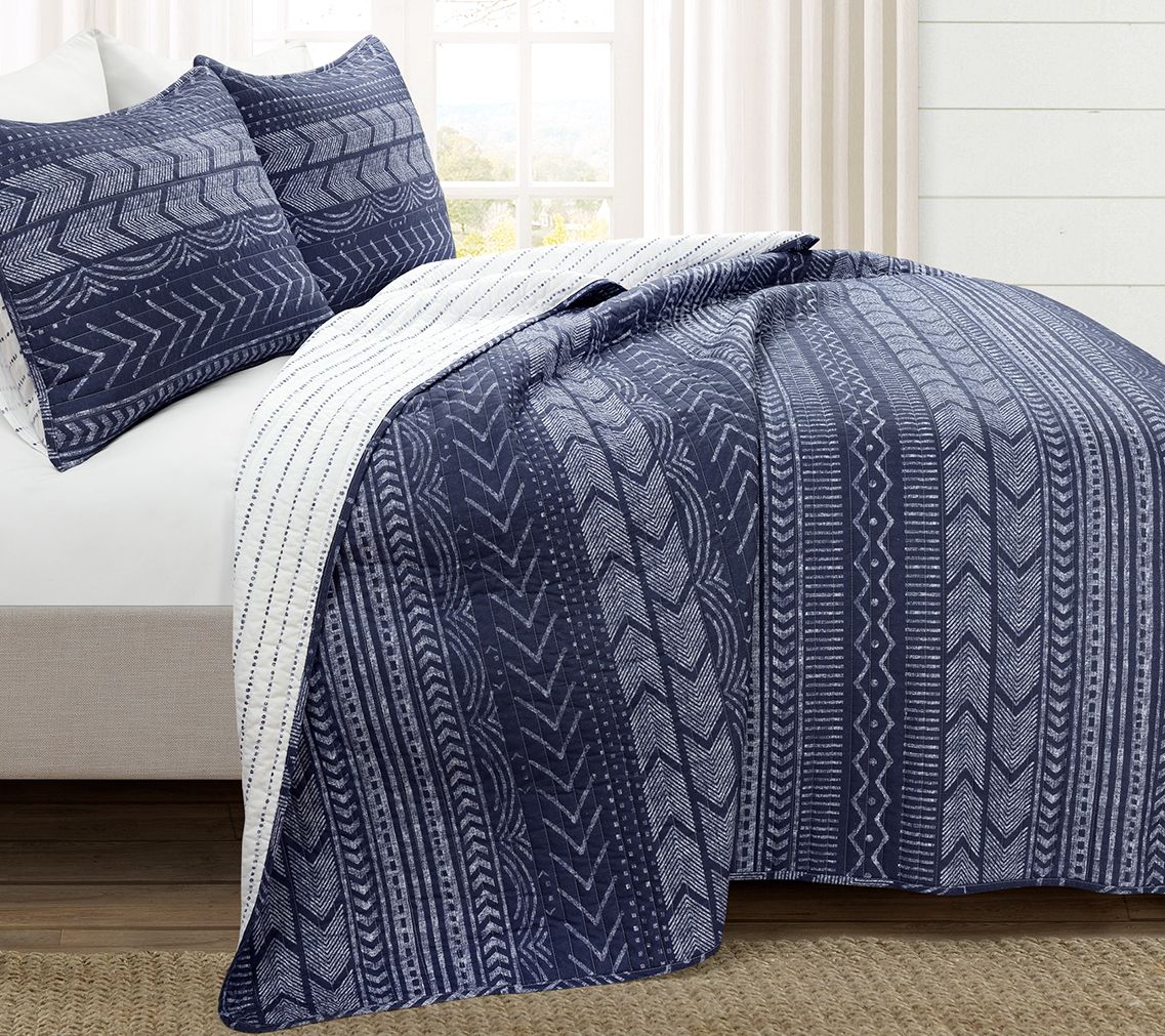 Hygge Geometic Oversized Quilt Set King by LushDecor