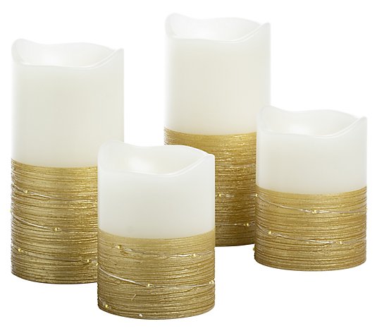 Sterno Home Flameless LED Wax Pillar Candles with Fairy Light