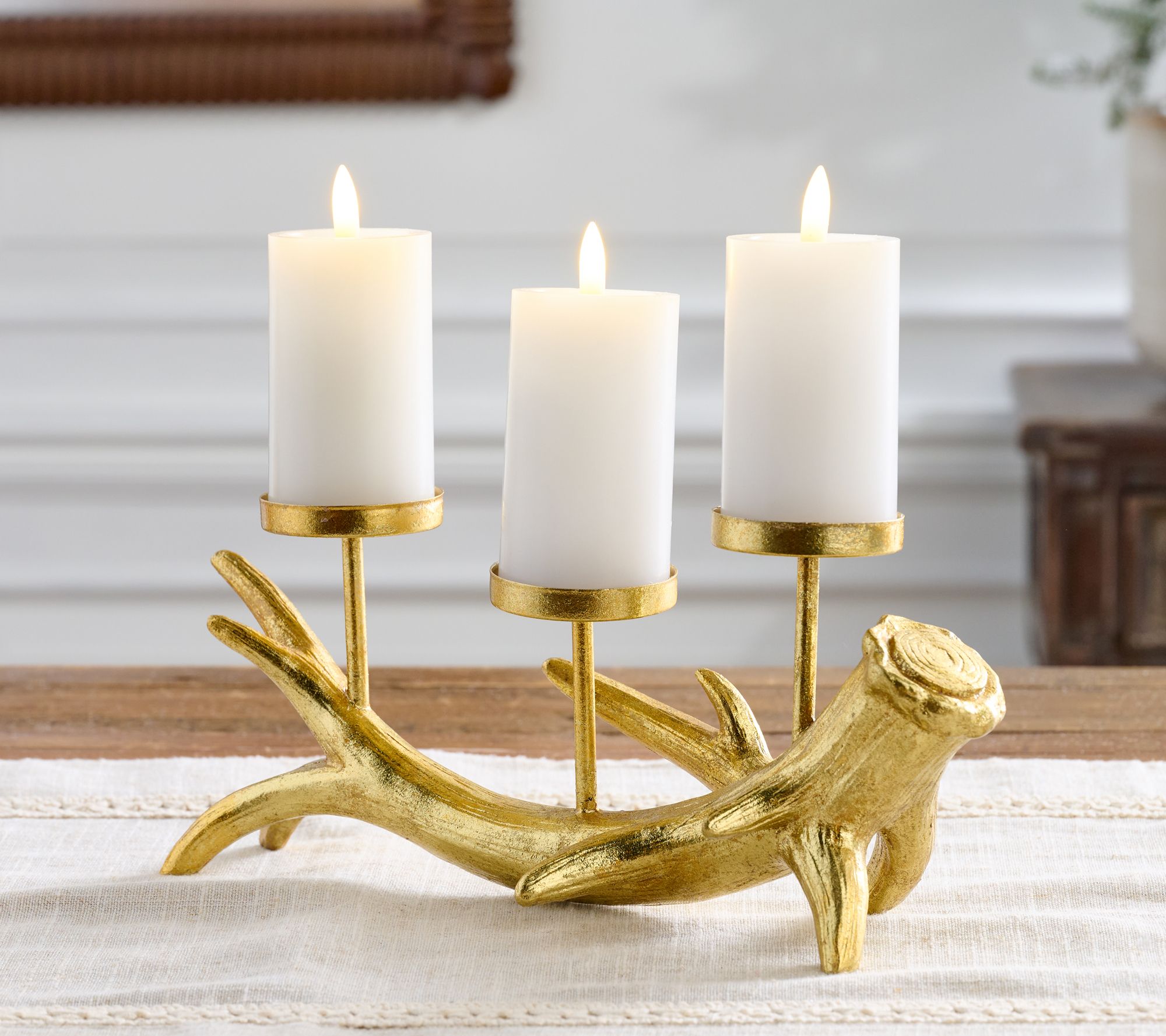 Scott Living 11" Antler Centerpiece w/ 3 Flameless Candles