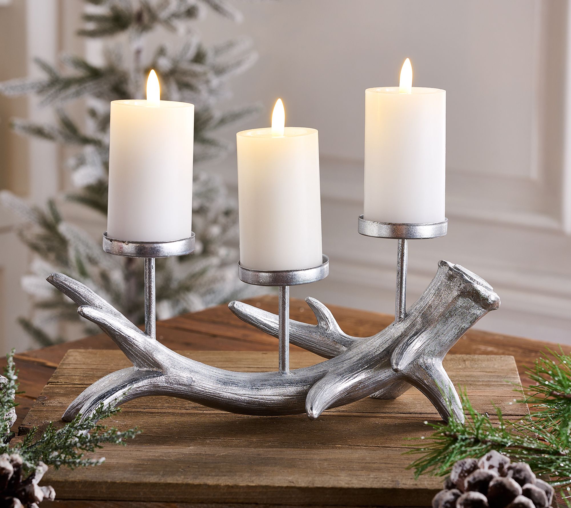 Scott Living 11" Antler Centerpiece w/ 3 Flameless Candles