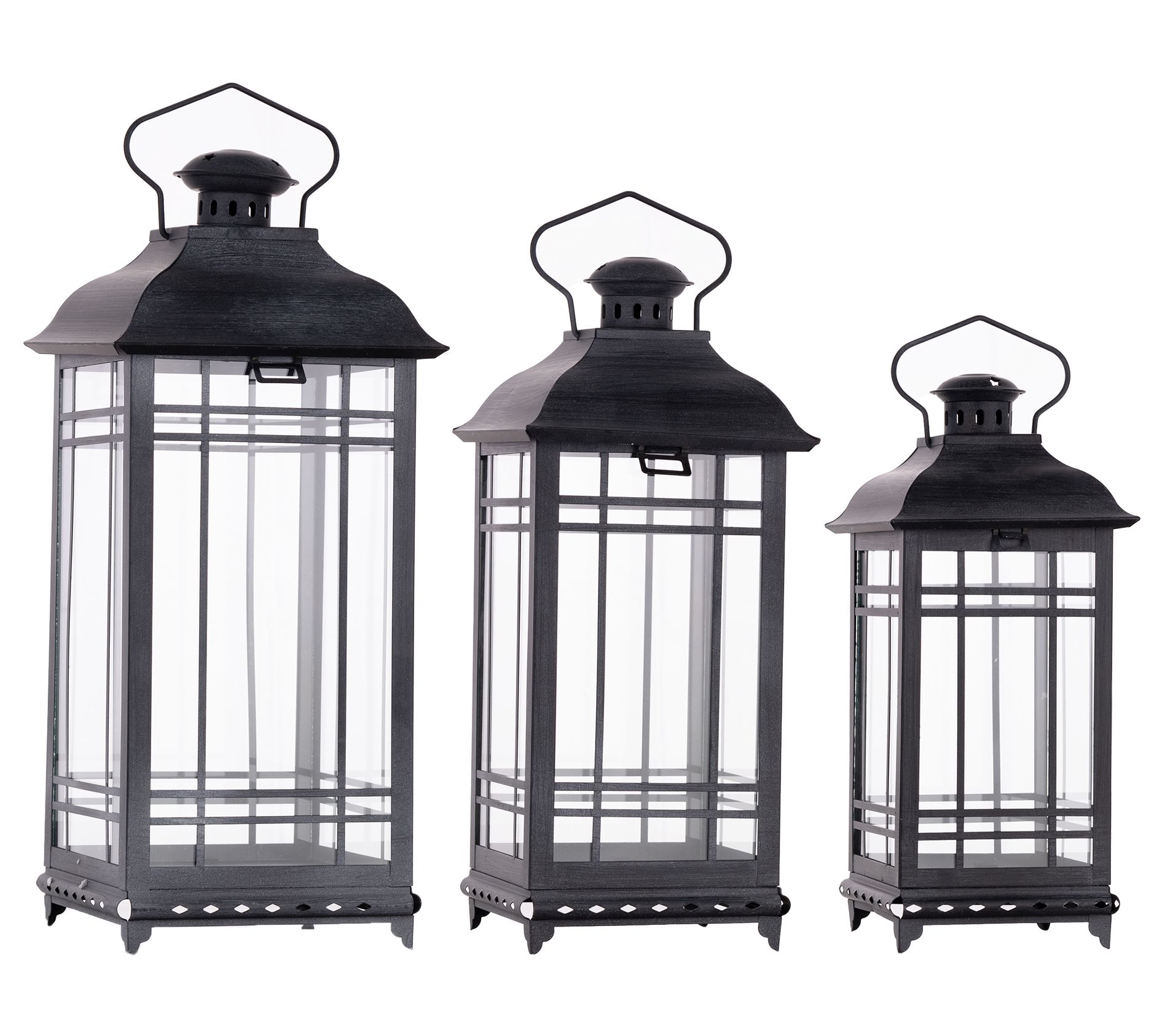 Melrose Traditional Metal Lantern (Set of 3)