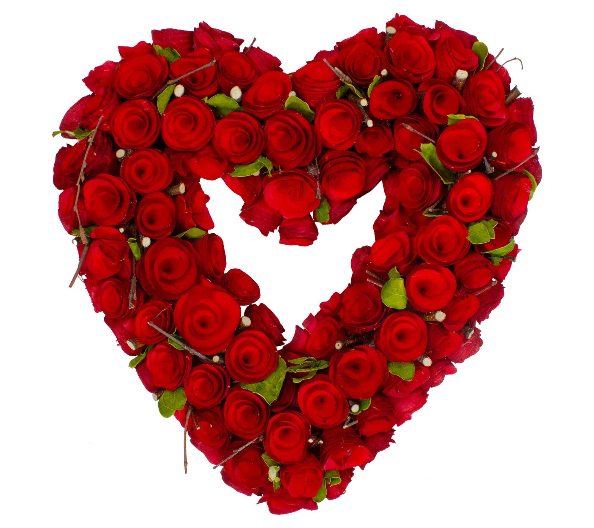 Northlight Wooden Rose Heart Valentine's Day Wreath 14"