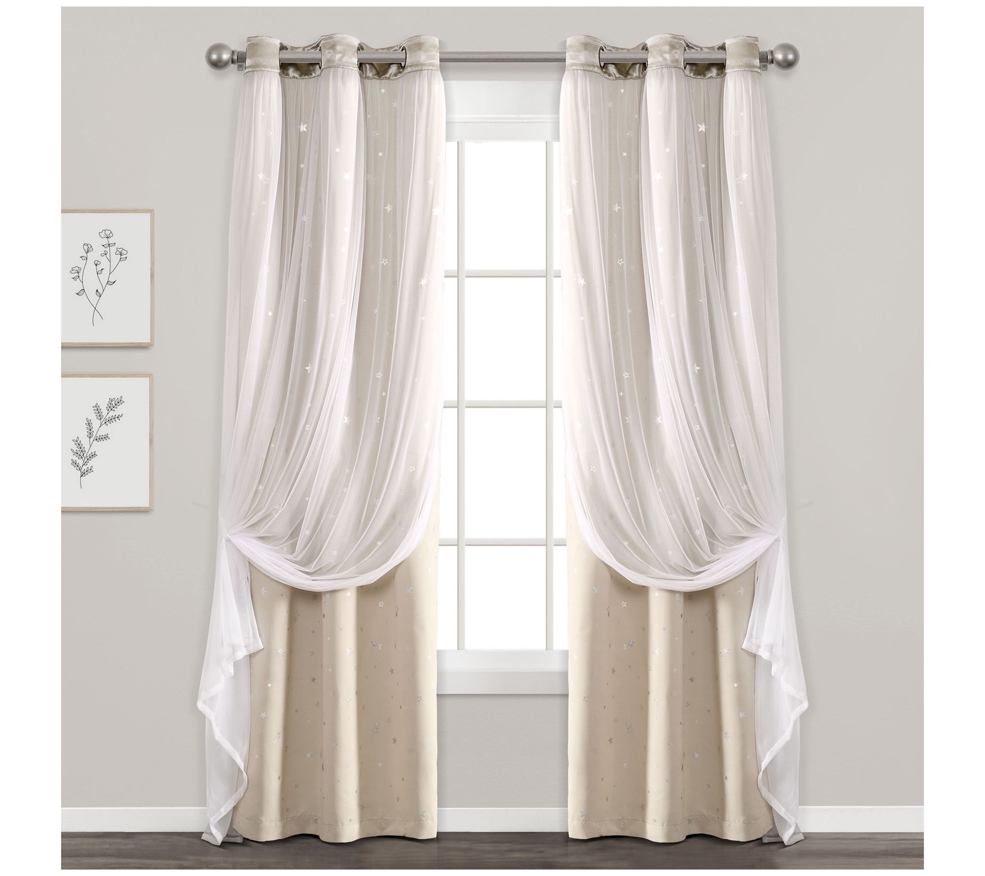 Star Sheer Blackout Panels 38X95 Set by Lush Decor