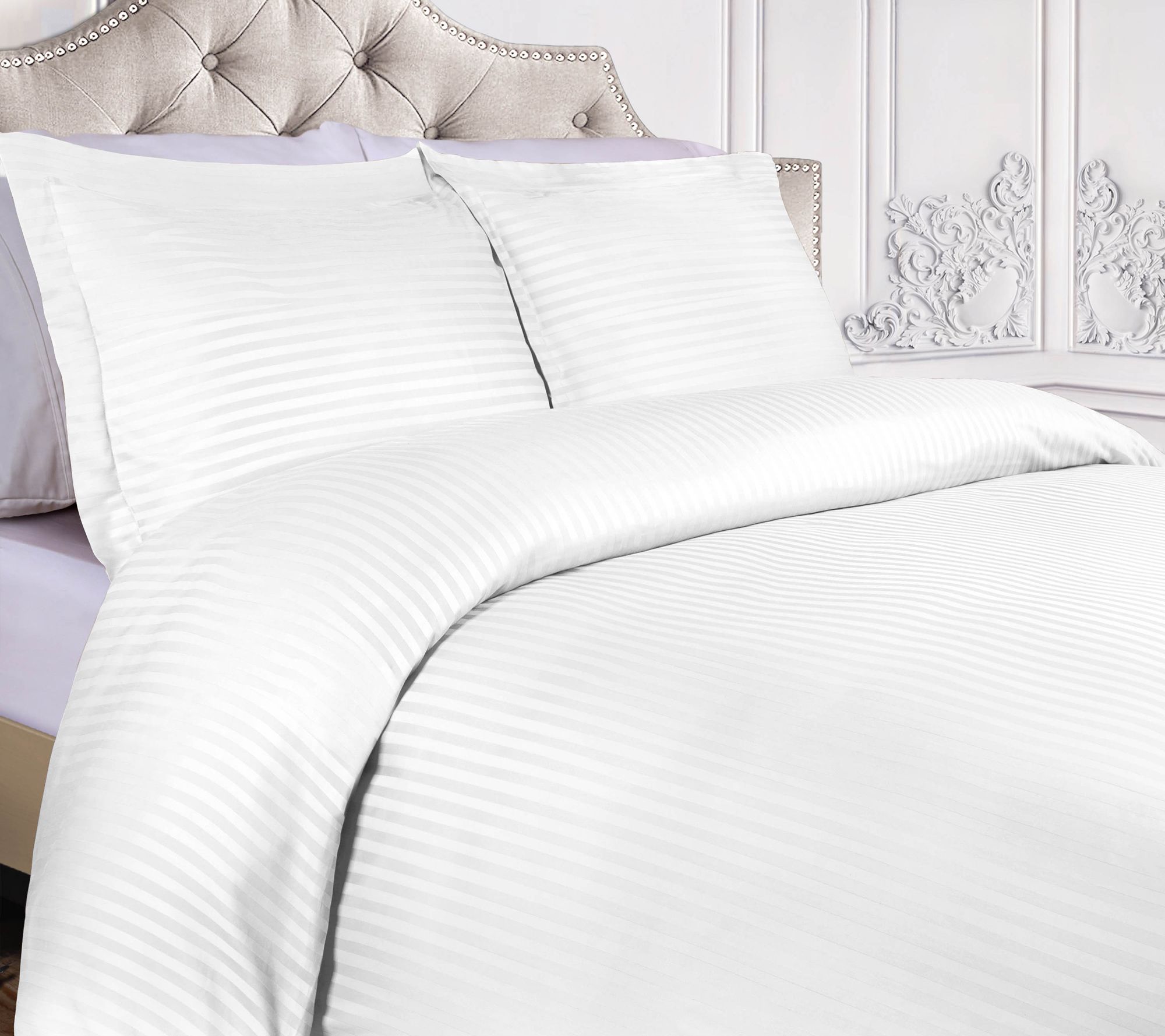 Superior 300TC Egyptian Cotton Stripe Duvet Set, King/Cal.Kin
