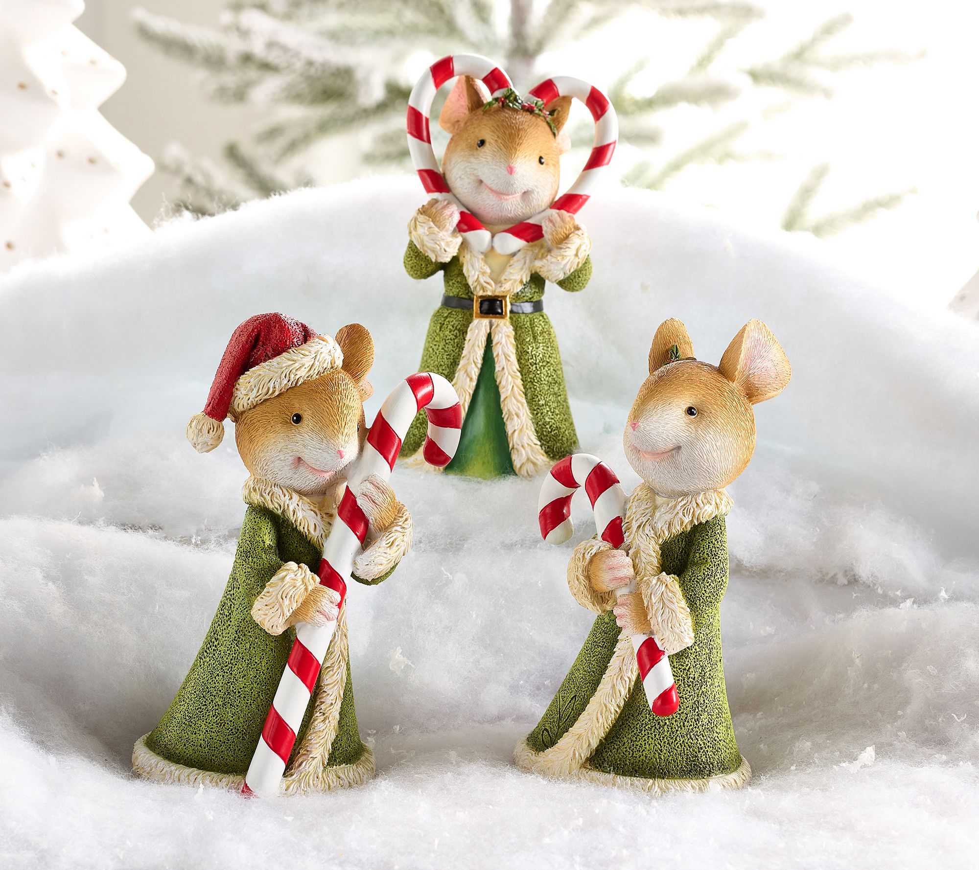 "As Is" Set of 3 Mice with Candy Canes by Valerie