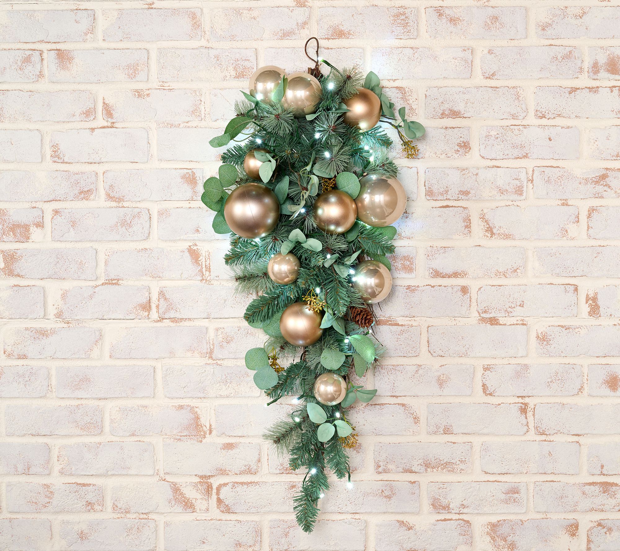 36" Illuminated Ornament Teardrop Swag by Kim Gravel