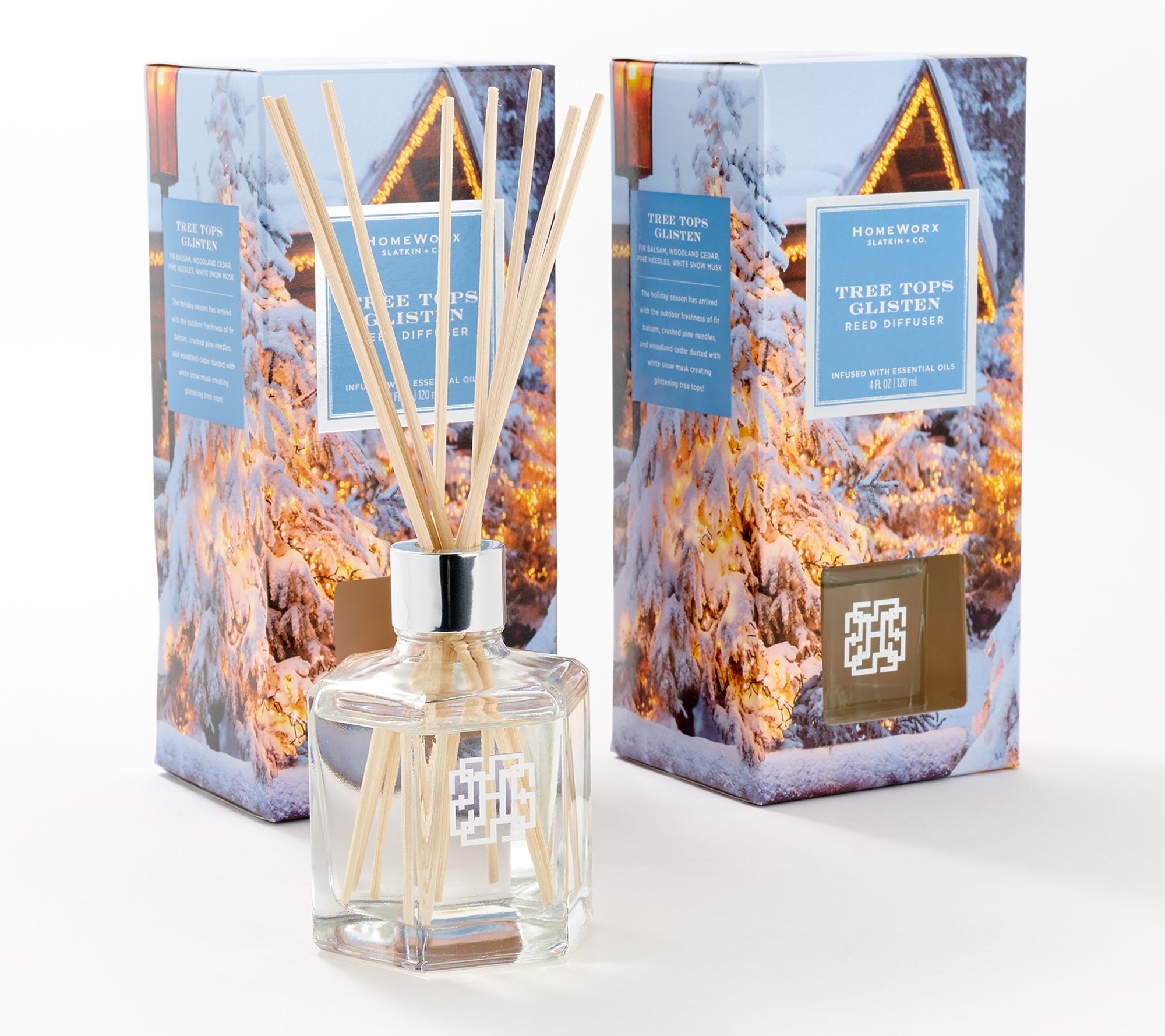 HomeWorx by Slatkin + Co. S/2 Tree Tops Glisten Reed Diffusers
