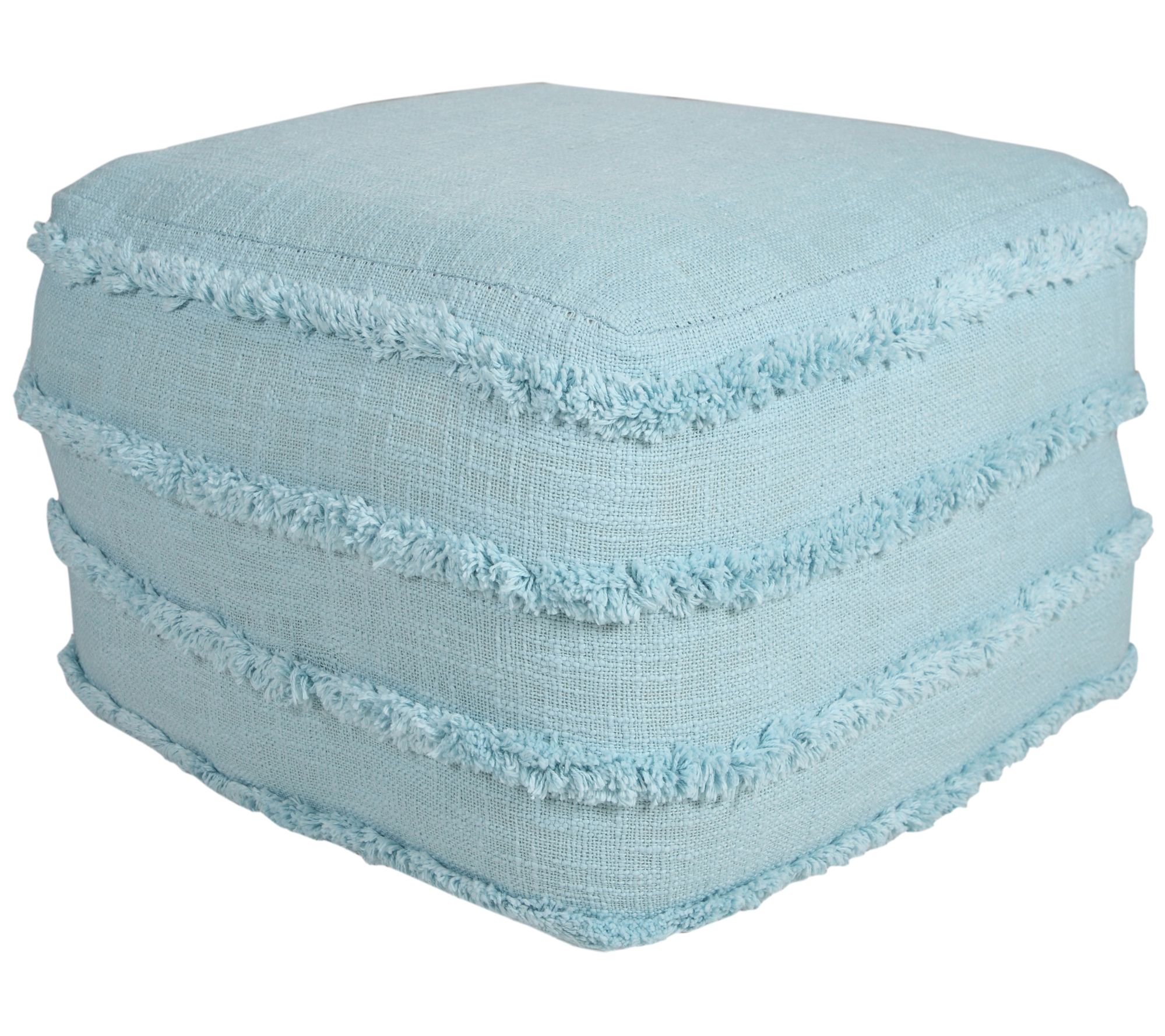 Ox Bay Striped Solid Woven Cotton Pouf Ottoman