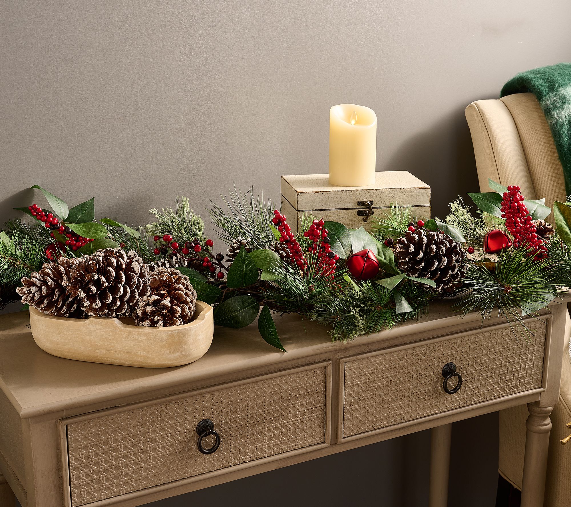 4' Berry, Pinecone and Greenery Garland by Valerie