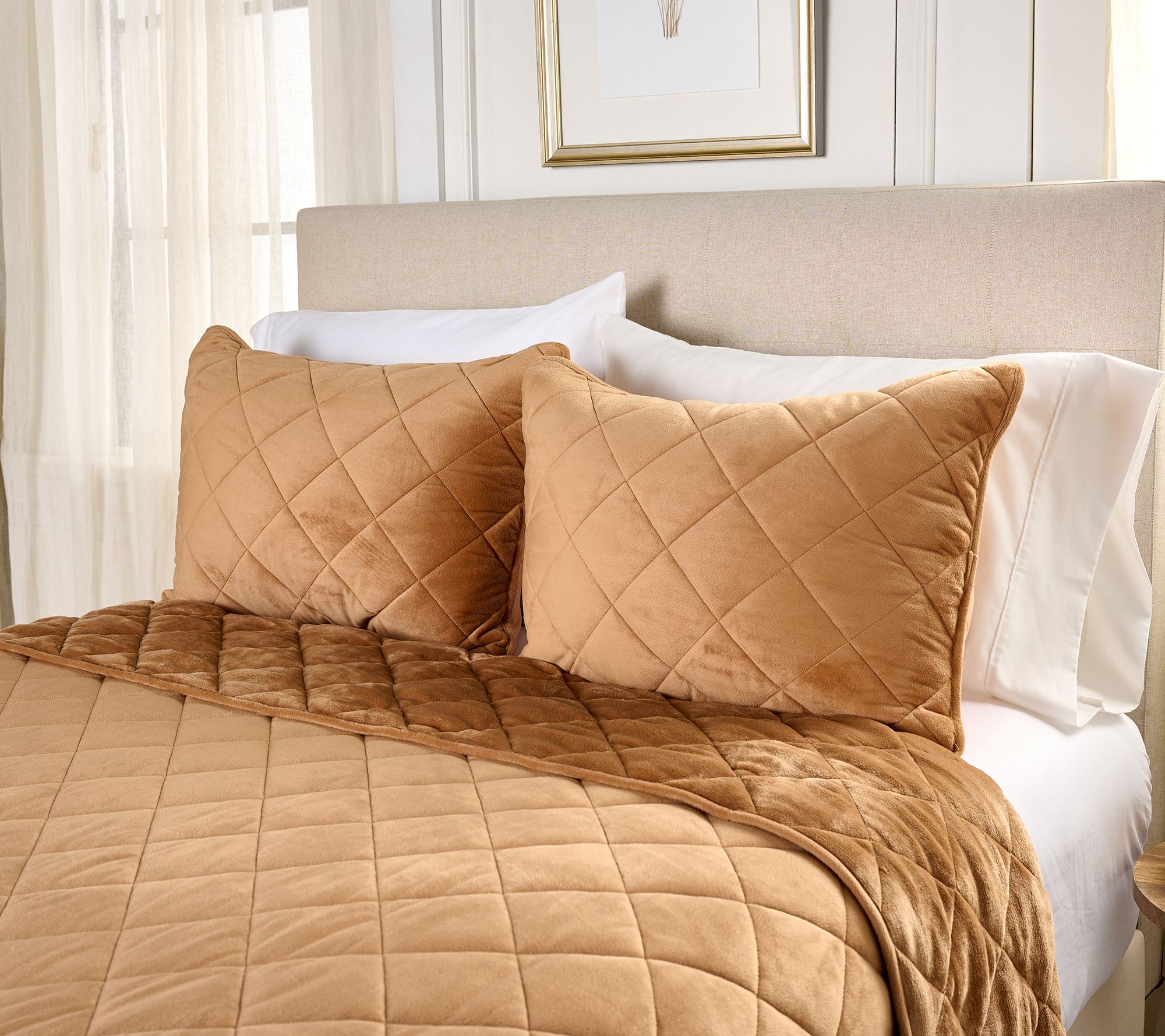 Home Reflections Plush Diamond Comforter Set- Queen