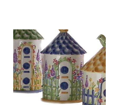 Birdhouse Ceramic Kitchen Canisters Set Birdhouse Canister Set on