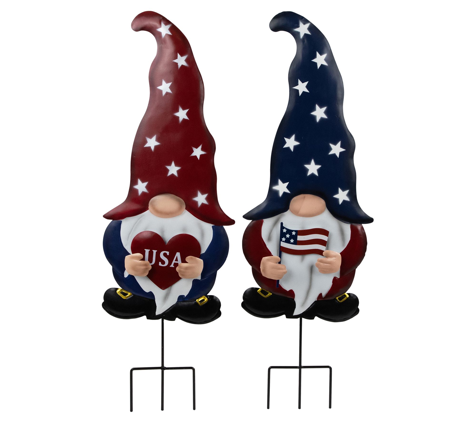 Northlight S/2 (28") Patriotic Gnome Outdoor Garden Stakes