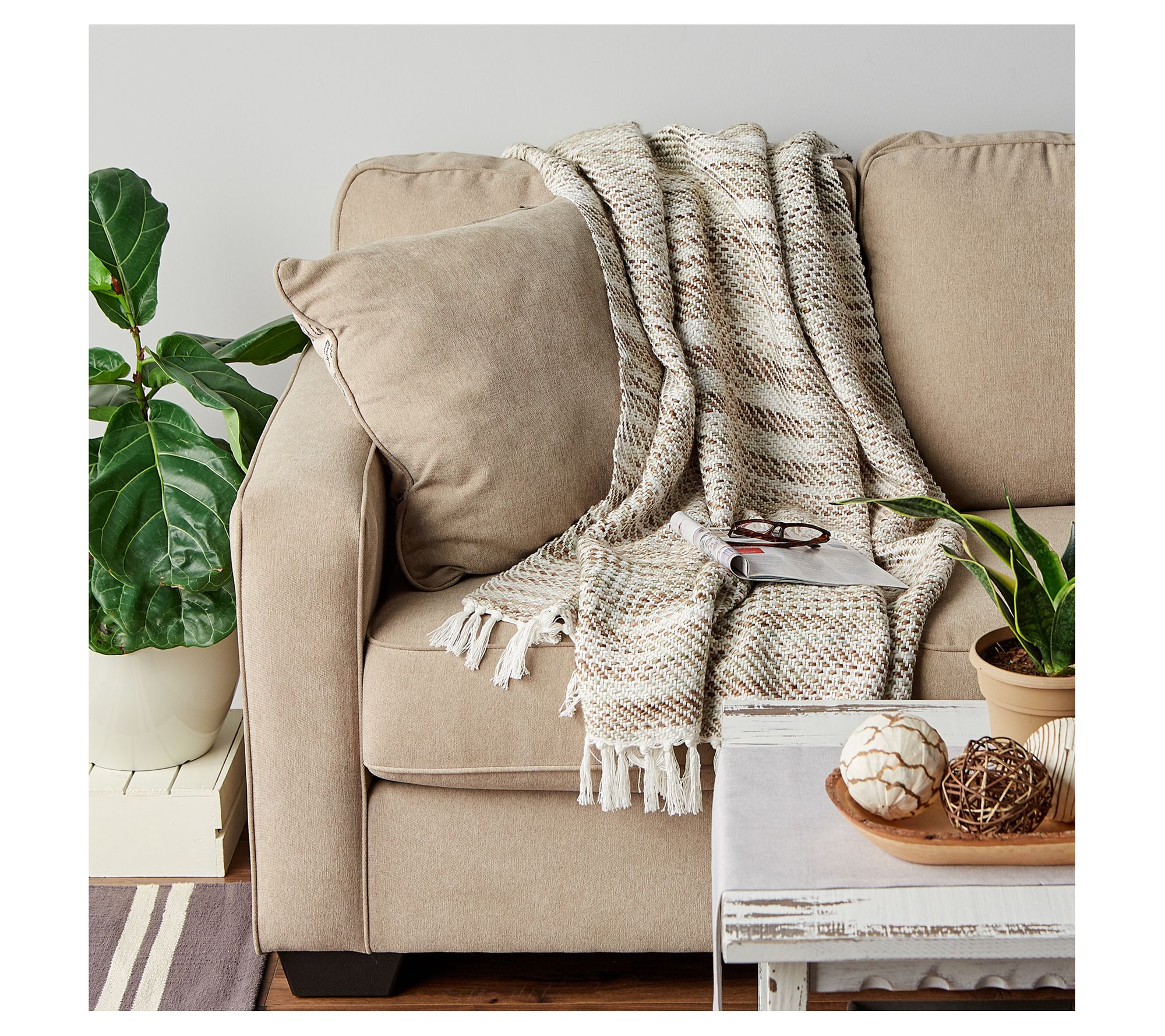 Design Imports Diagonal Stripe Acrylic Throw - QVC.com