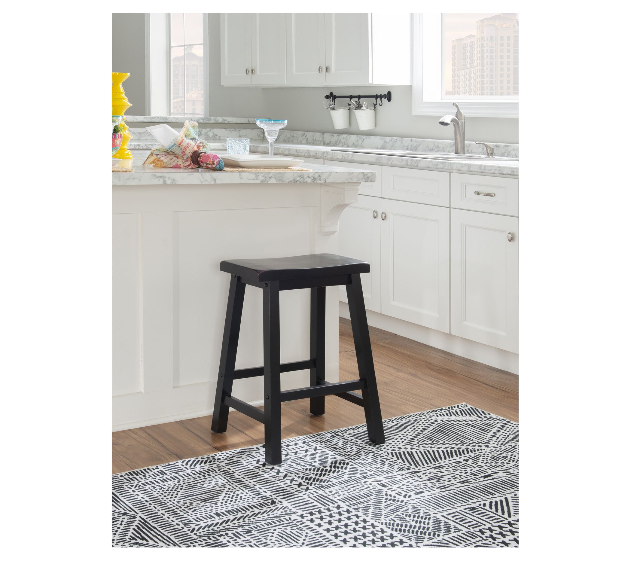 Linon Home Dandy 24" Counter Backless Wooden Stool Black