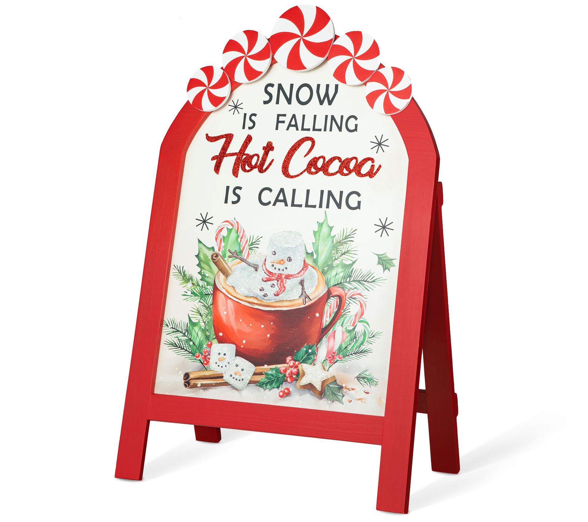 Glitzhome 24.25"H Christmas Wooden Peppermint Easel Porch