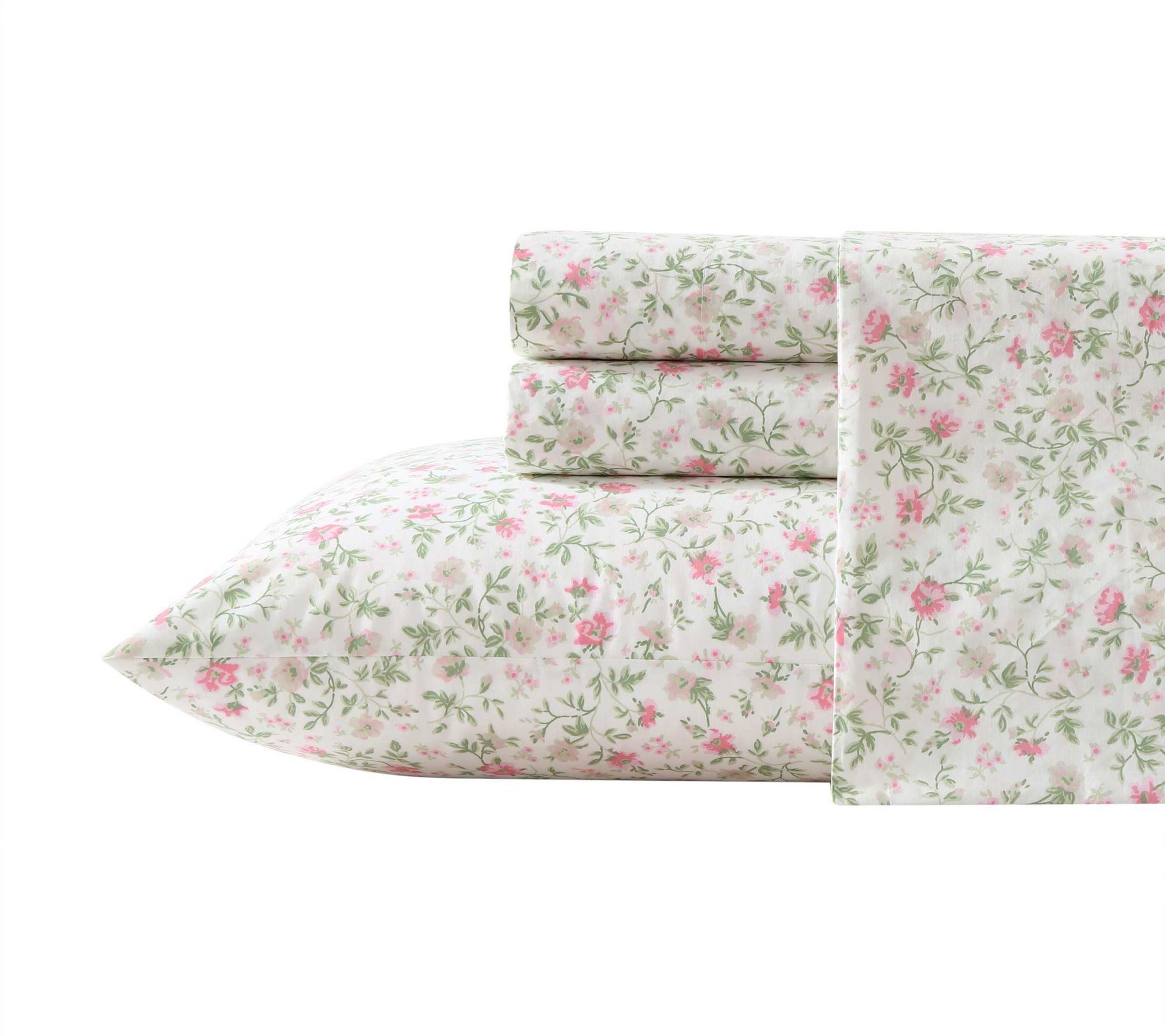 Laura Ashley Bonnie Pink-Green Twin Sheet Set