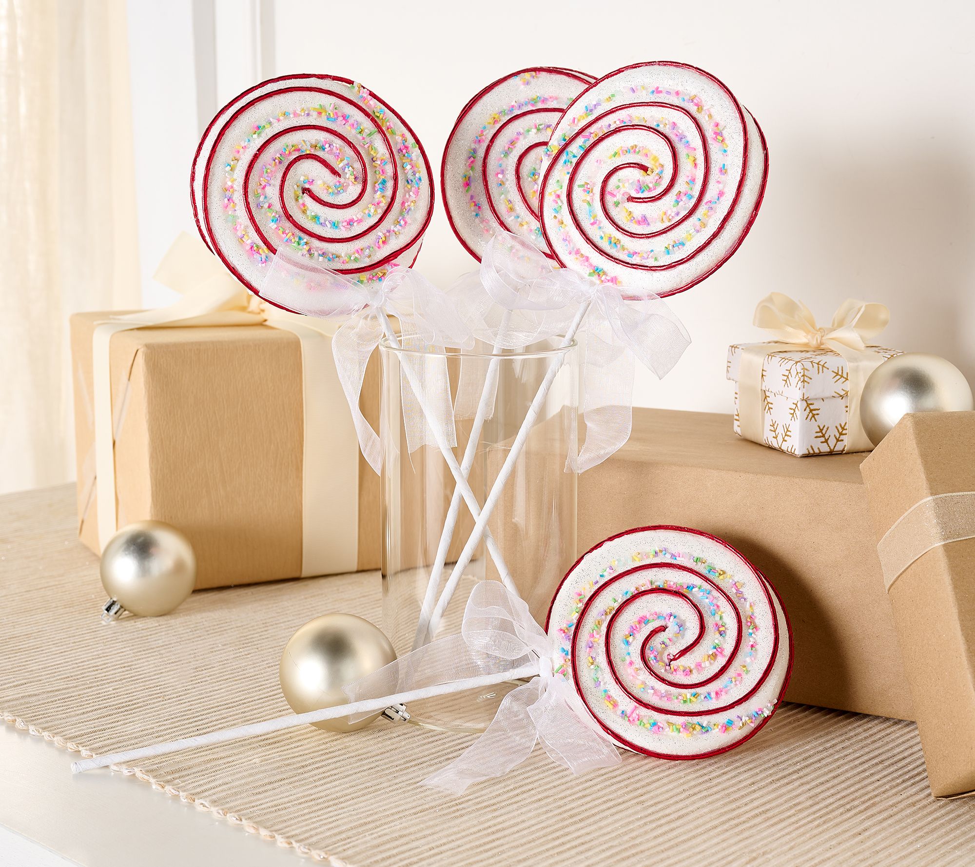  Set of 4 Lollipop Picks with Ribbon by Valerie