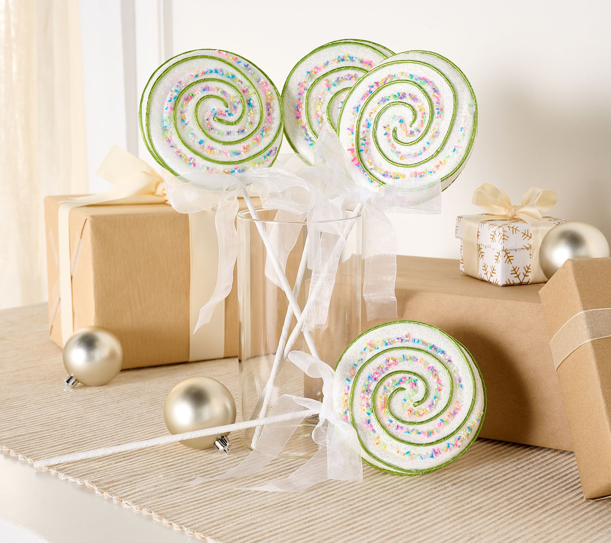 Set of 4 Lollipop Picks with Ribbon by Valerie