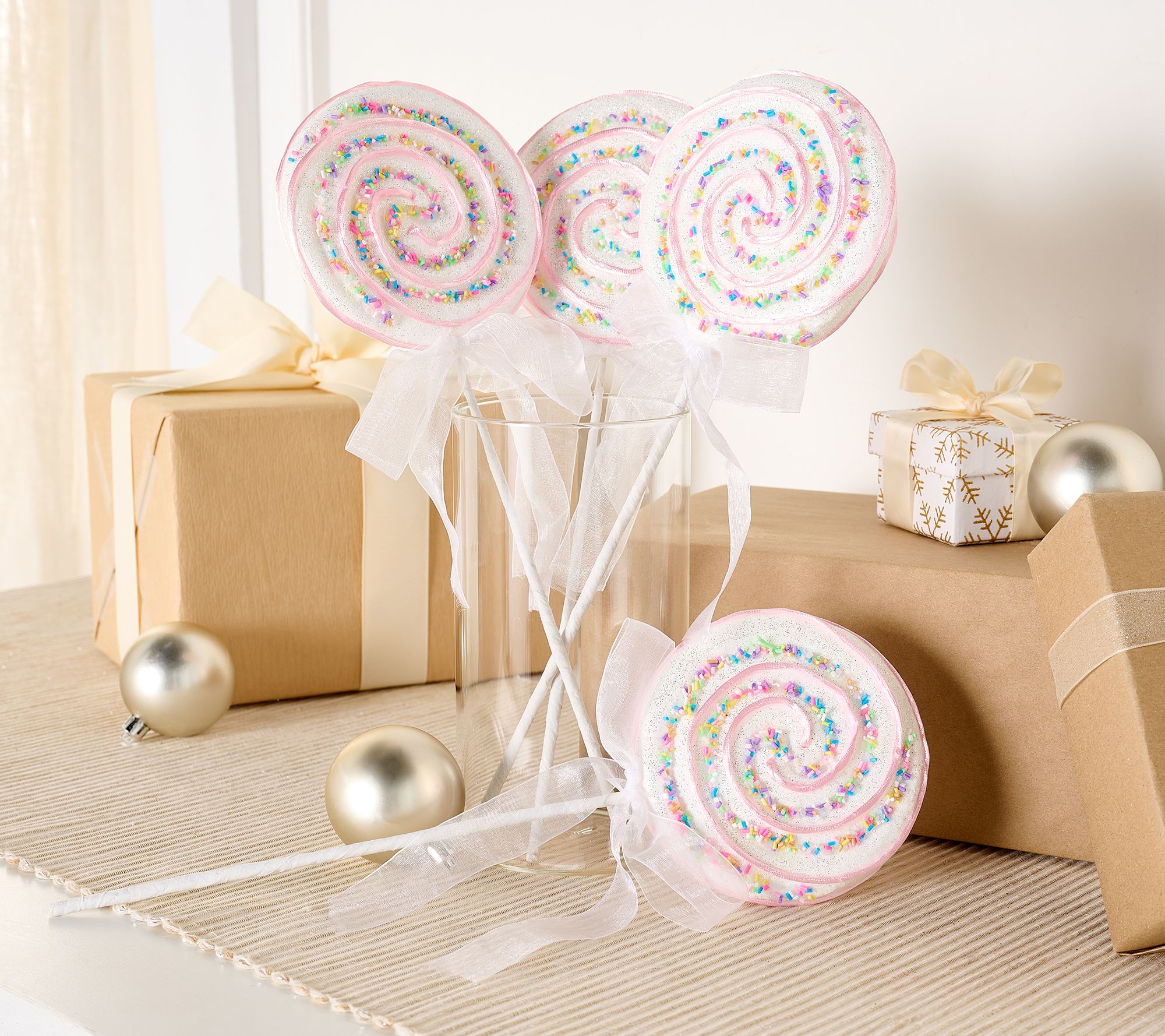 Set of 4 Lollipop Picks with Ribbon by Valerie