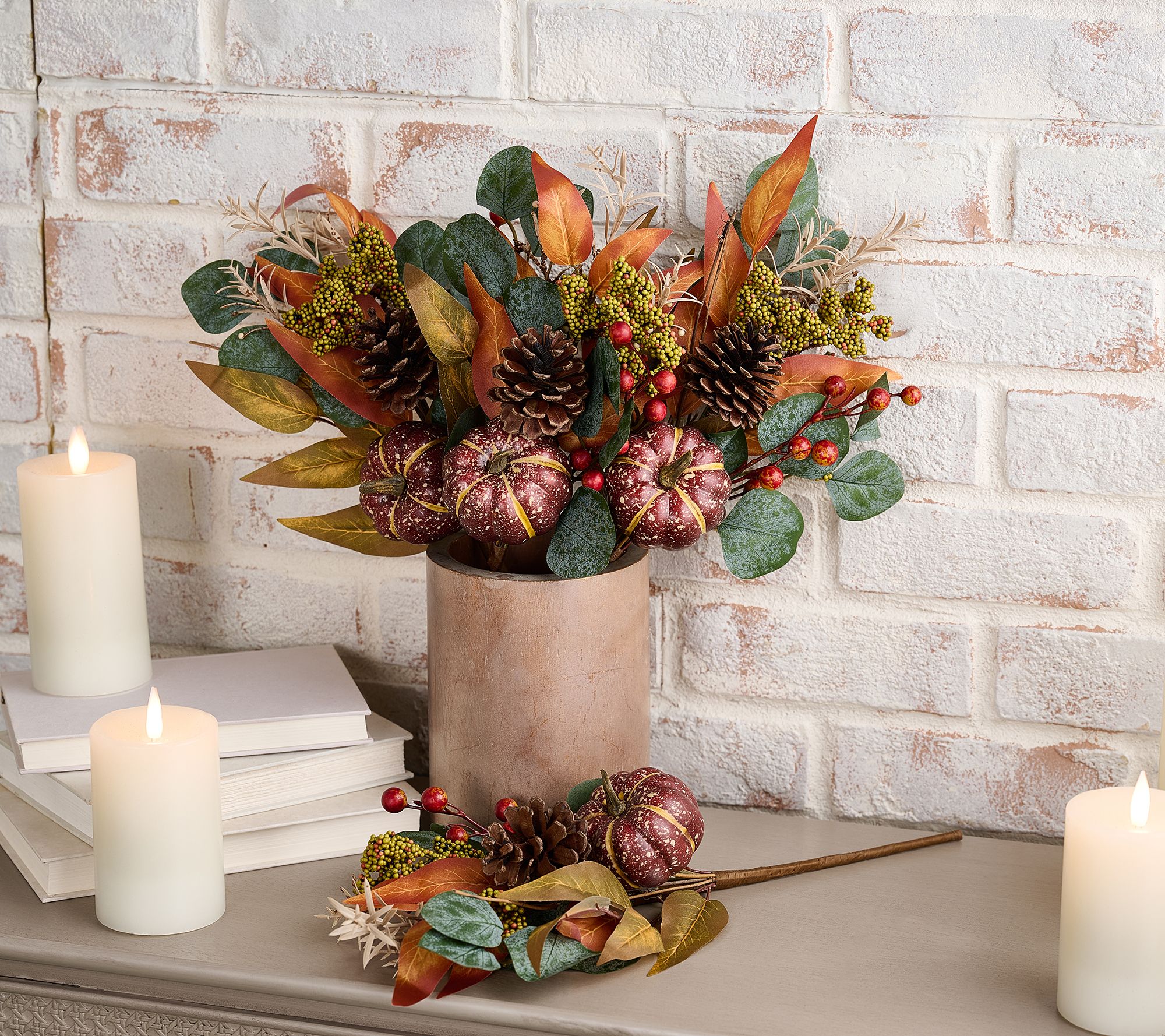 ShWk 9/22 Set of 4 Pumpkin,Pinecone, & Leaf Picks- Valerie
