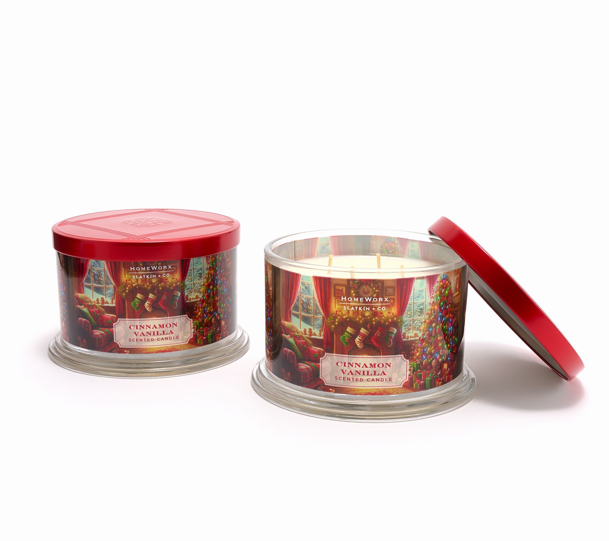 HomeWorx by Slatkin + Co. S/2 18oz Cinnamon Vanilla Candles