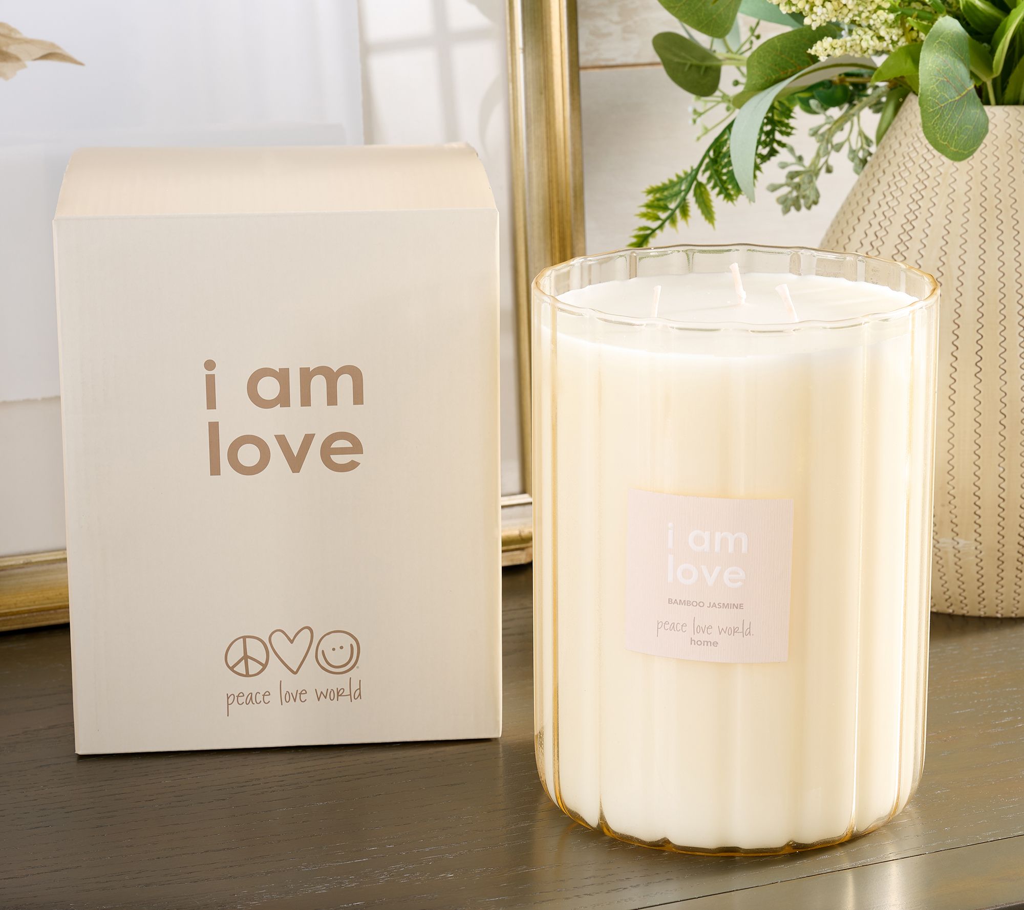 Peace Love World Luxe 90oz Glass Candle with Gift Boxes | QVC