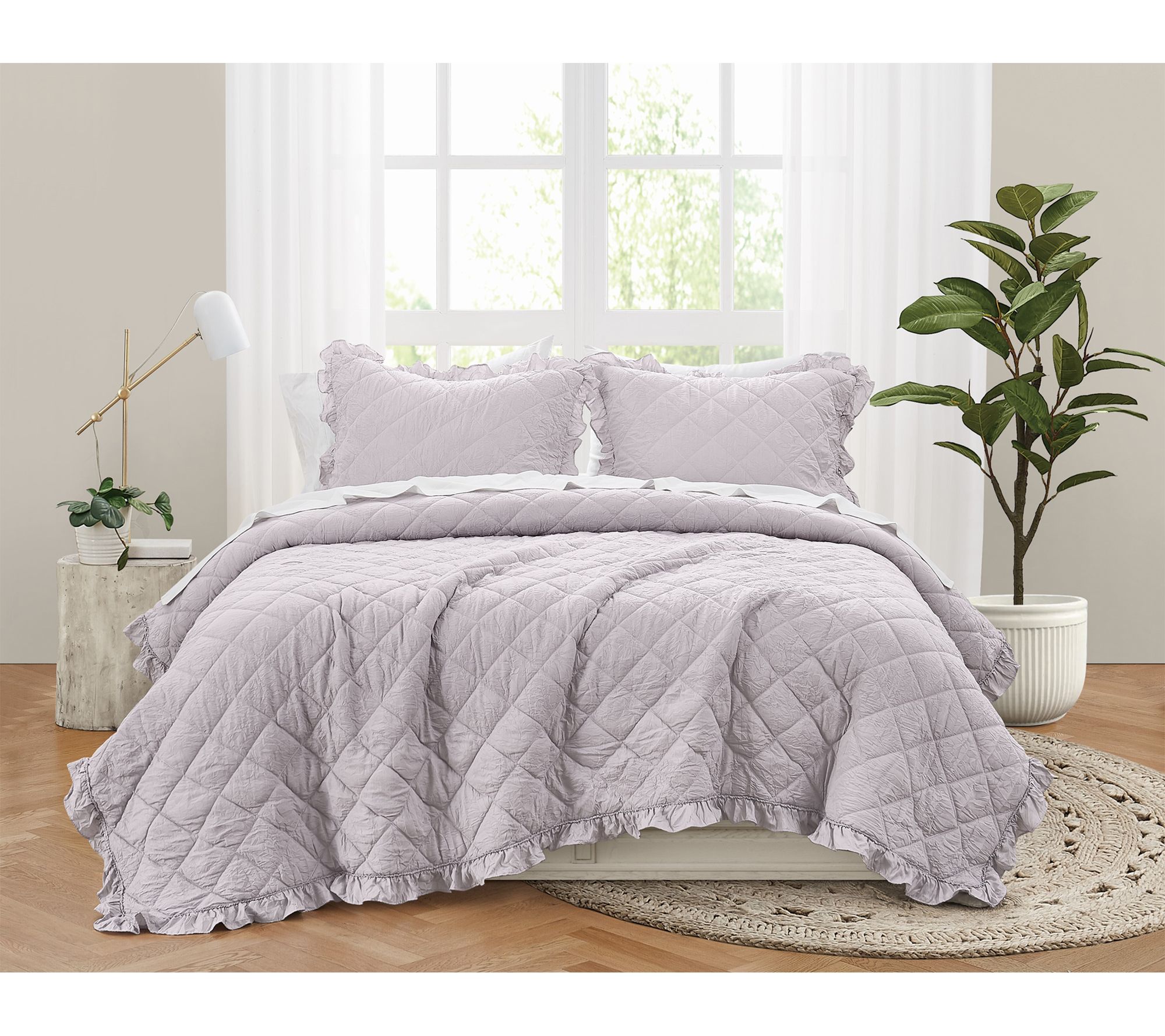 Truly Soft Crinkle Ruffle 3-Piece King Quilt Set