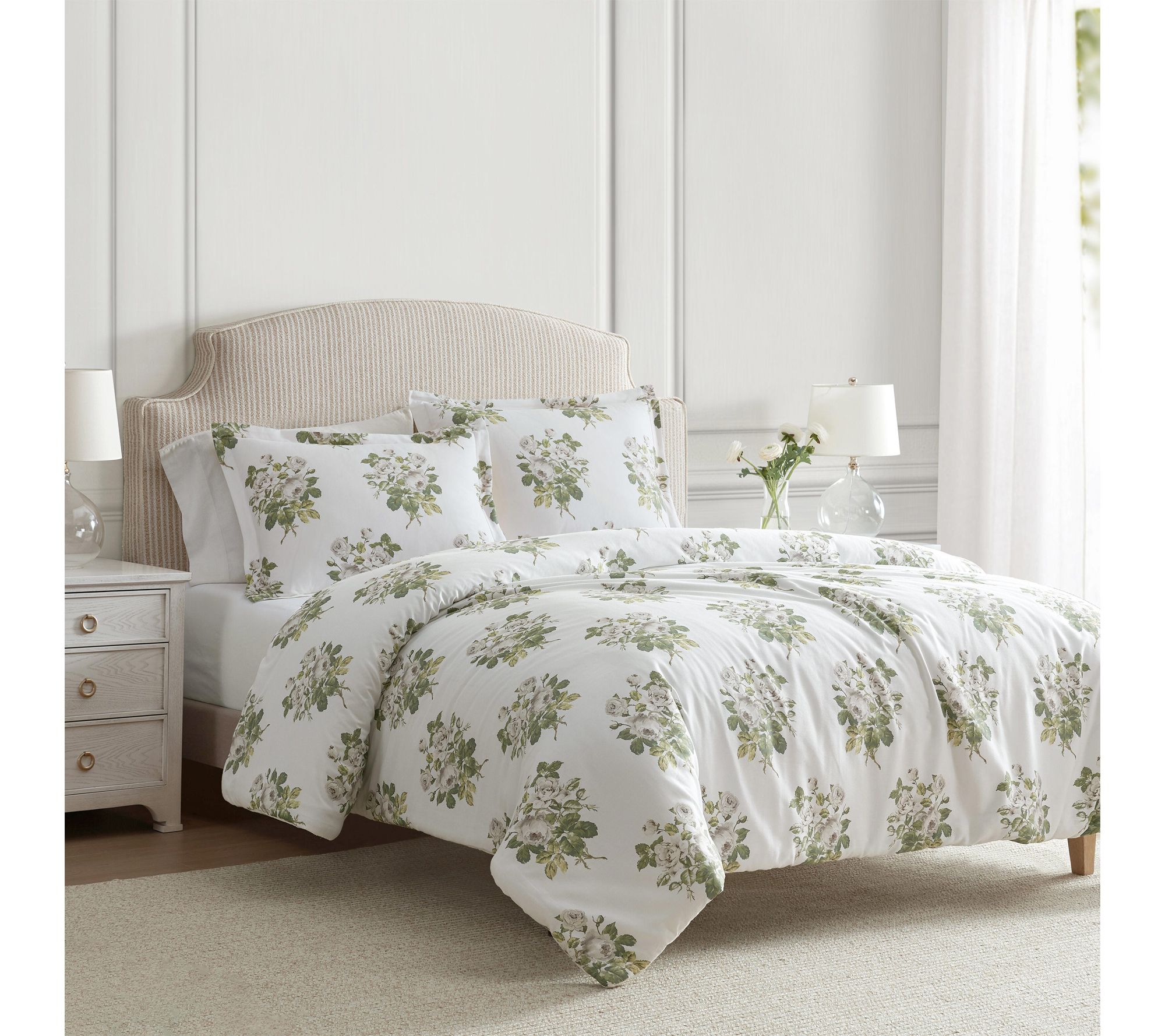 Martha Stewart Eloise Floral Grey Cotton QueenComforter Set